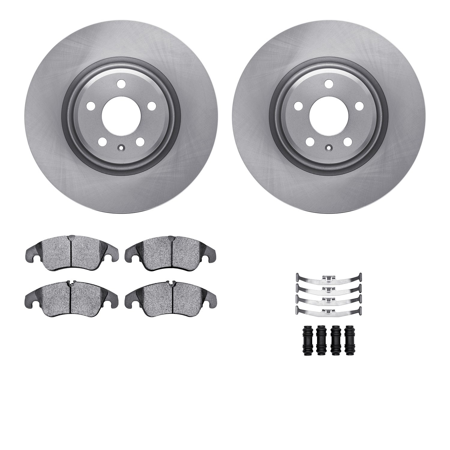 6512-73412 Brake Rotors w/5000 Advanced Brake Pads Kit with Hardware, 2012-2015 Audi/Volkswagen, Position: Front