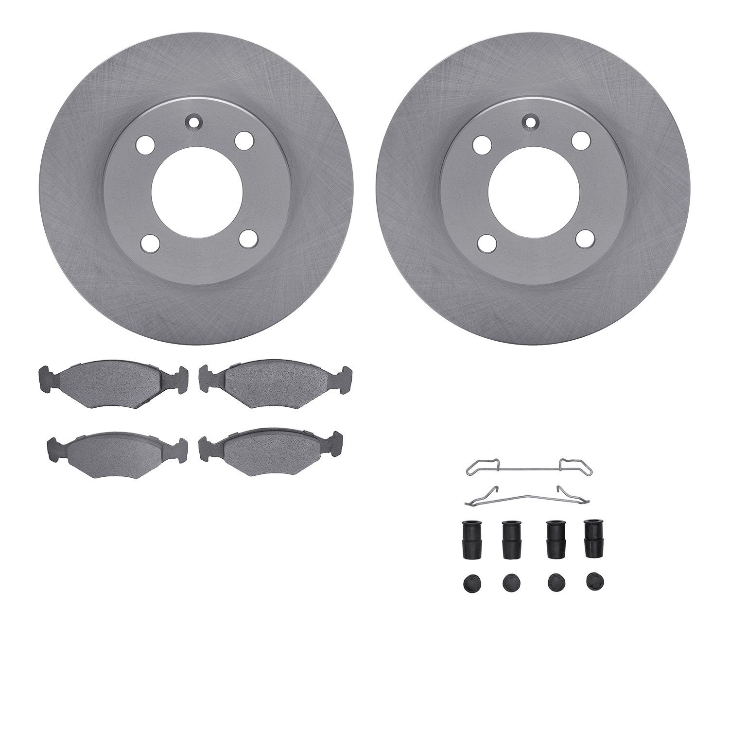 6512-74086 Brake Rotors w/5000 Advanced Brake Pads Kit with Hardware, 1987-1993 Audi/Volkswagen, Position: Front