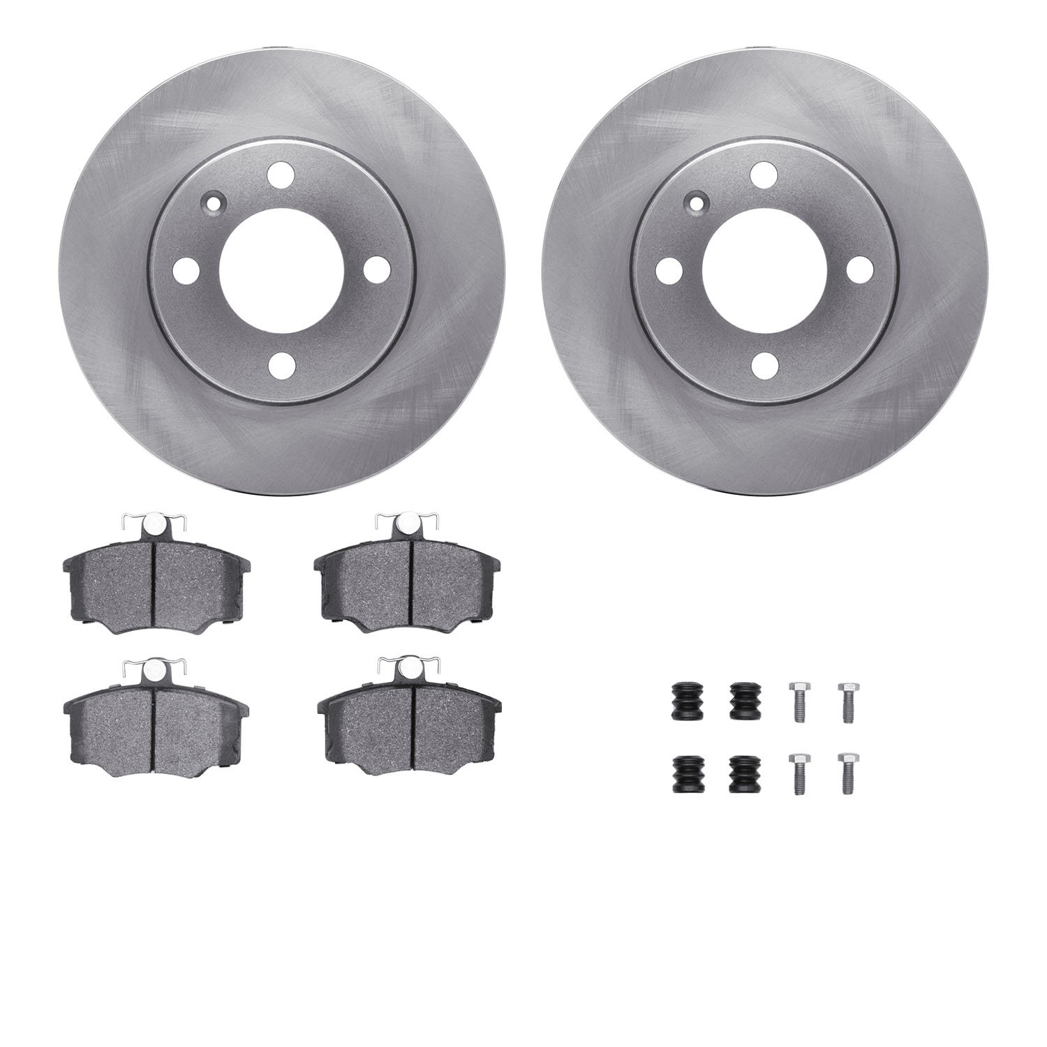 6512-74129 Brake Rotors w/5000 Advanced Brake Pads Kit with Hardware, 1984-1987 Audi/Volkswagen, Position: Front