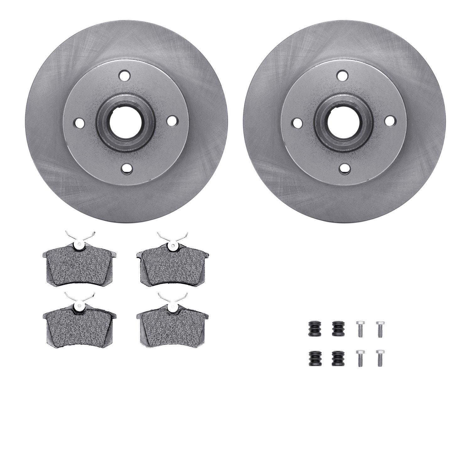 6512-74147 Brake Rotors w/5000 Advanced Brake Pads Kit with Hardware, 1985-1998 Audi/Volkswagen, Position: Rear