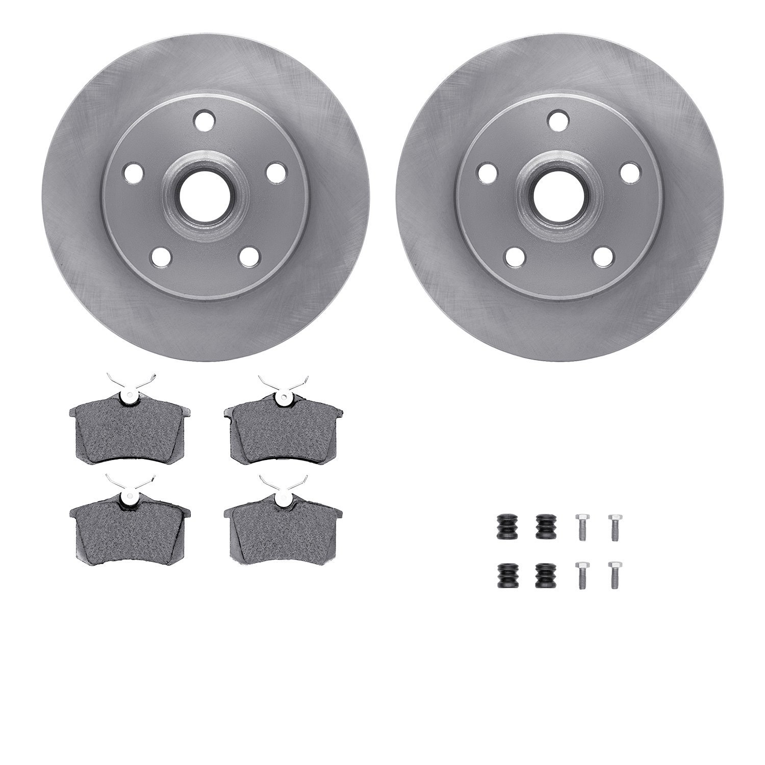 6512-74173 Brake Rotors w/5000 Advanced Brake Pads Kit with Hardware, 1997-1998 Audi/Volkswagen, Position: Rear