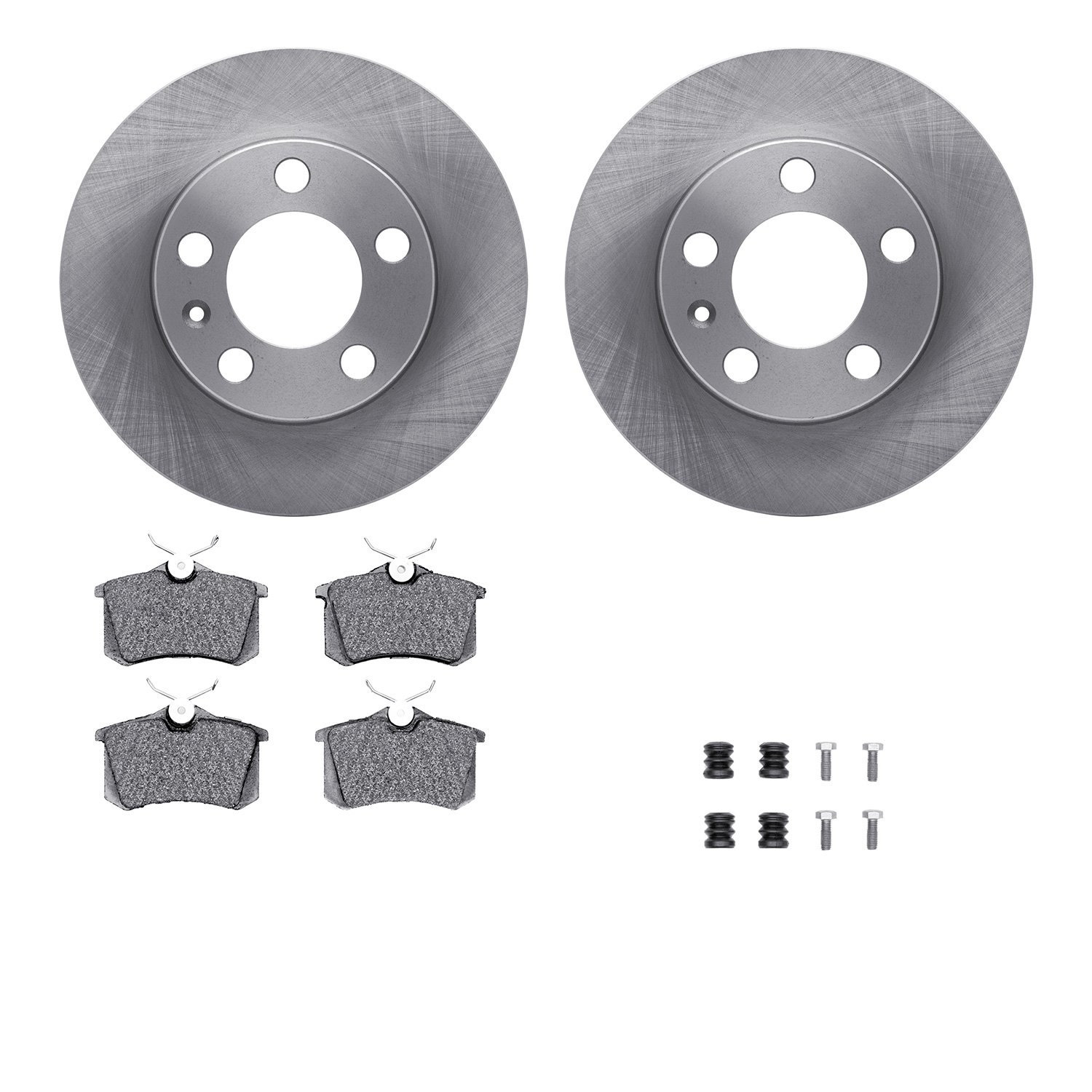 6512-74241 Brake Rotors w/5000 Advanced Brake Pads Kit with Hardware, 1998-1998 Audi/Volkswagen, Position: Rear