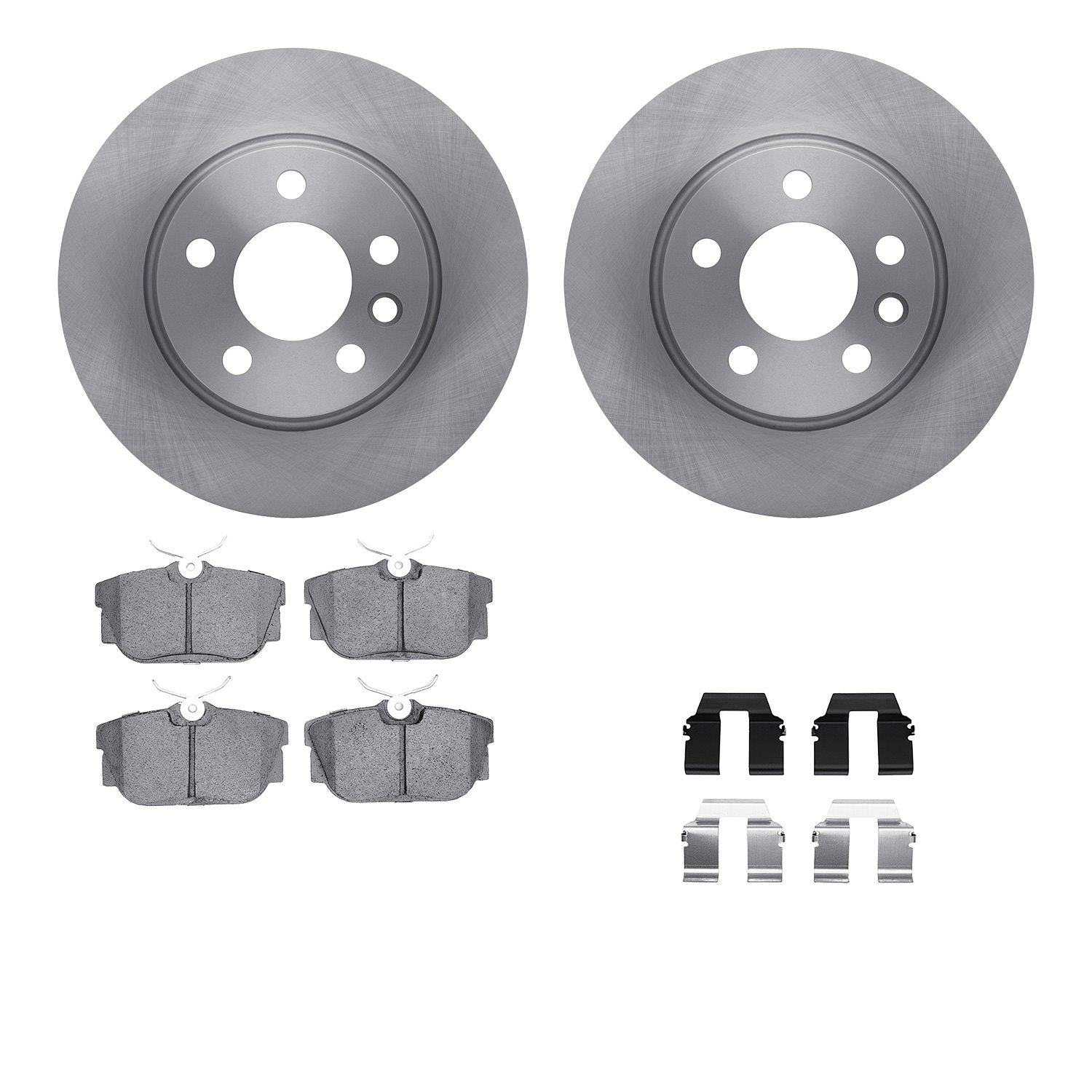 6512-74244 Brake Rotors w/5000 Advanced Brake Pads Kit with Hardware, 1999-1999 Audi/Volkswagen, Position: Rear