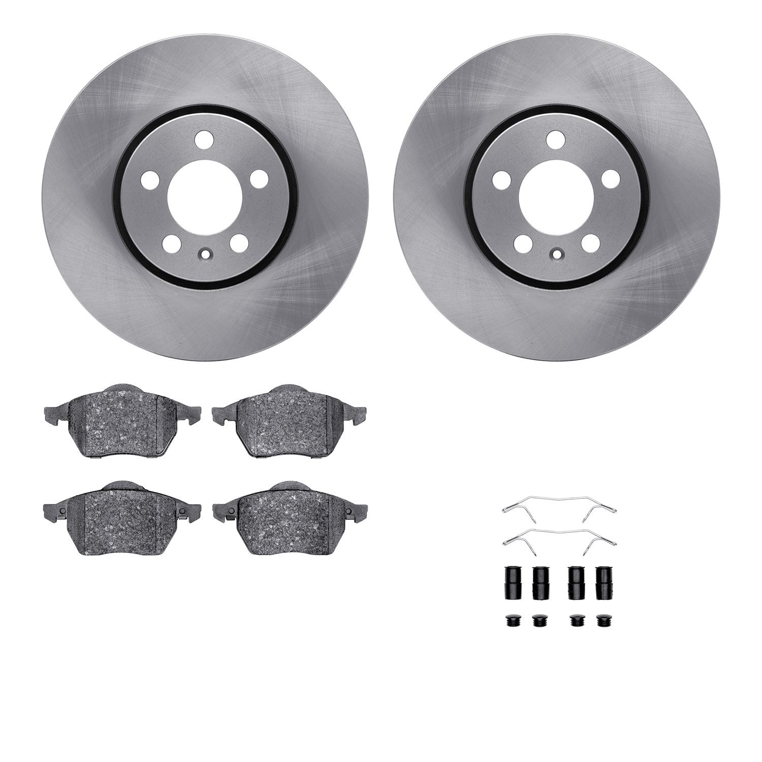 6512-74261 Brake Rotors w/5000 Advanced Brake Pads Kit with Hardware, 1998-1998 Audi/Volkswagen, Position: Front