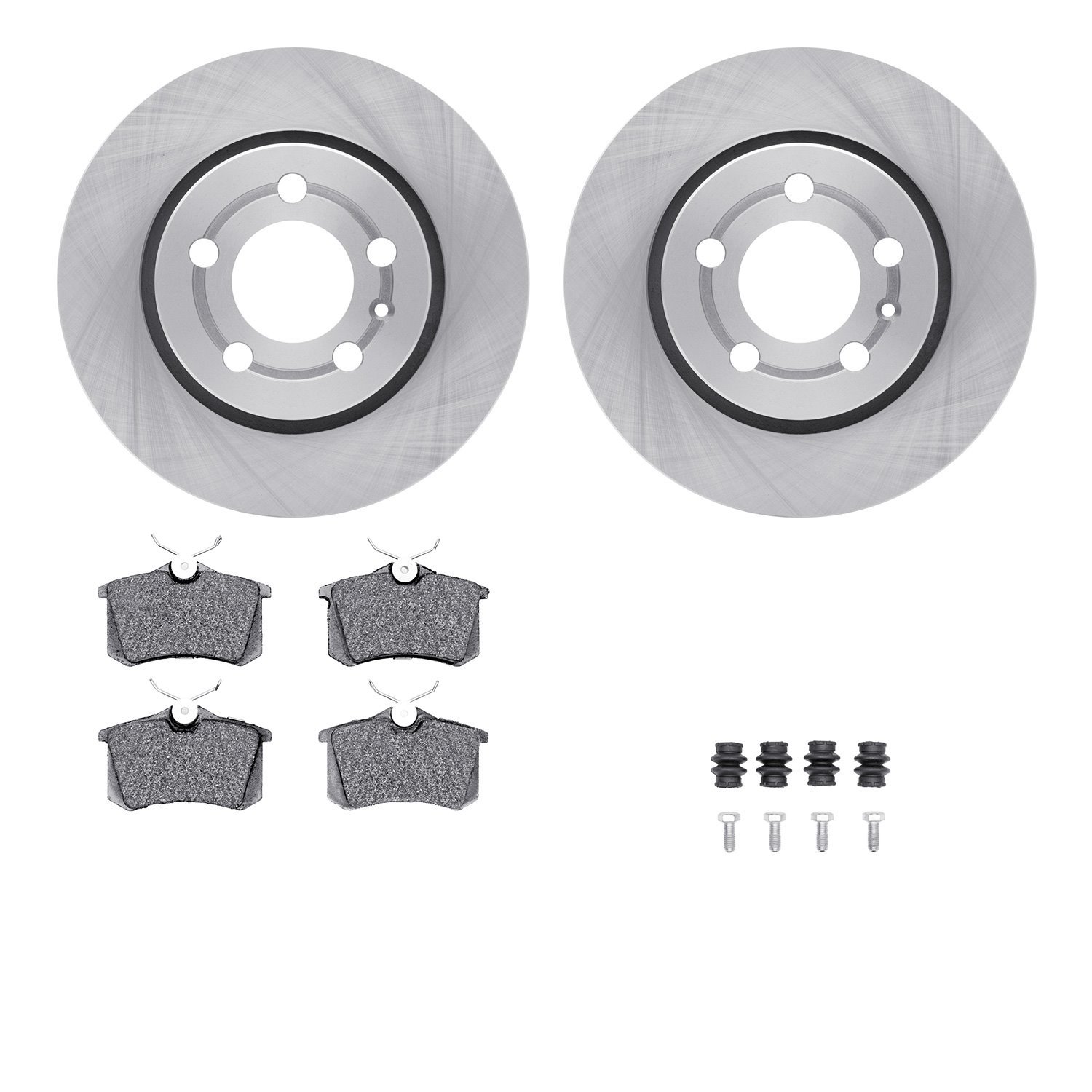 6512-74290 Brake Rotors w/5000 Advanced Brake Pads Kit with Hardware, 2004-2004 Audi/Volkswagen, Position: Rear