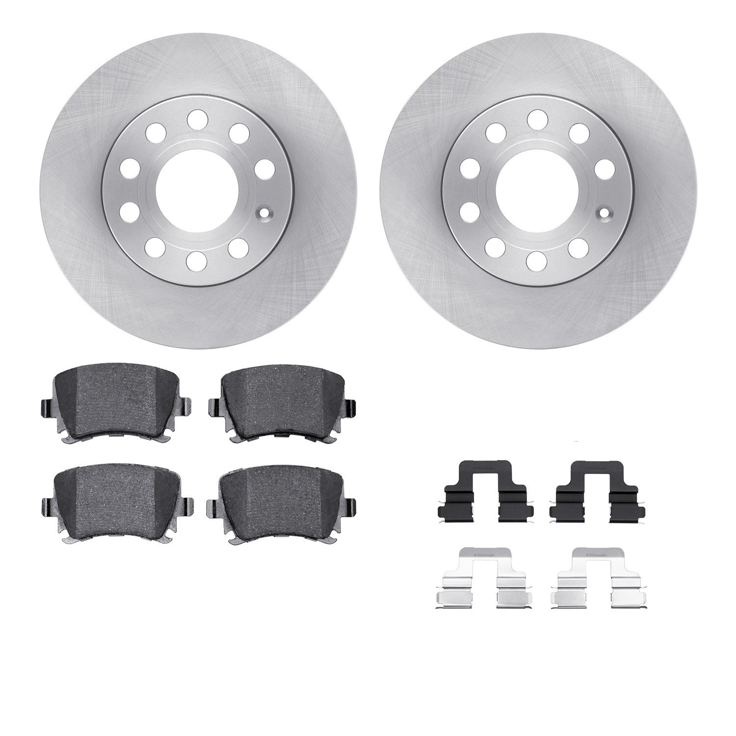 6512-74310 Brake Rotors w/5000 Advanced Brake Pads Kit with Hardware, 2005-2013 Audi/Volkswagen, Position: Rear