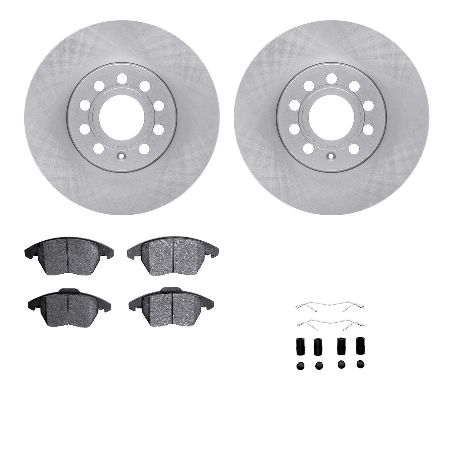 6512-74316 Brake Rotors w/5000 Advanced Brake Pads Kit with Hardware, 2005-2013 Audi/Volkswagen, Position: Front