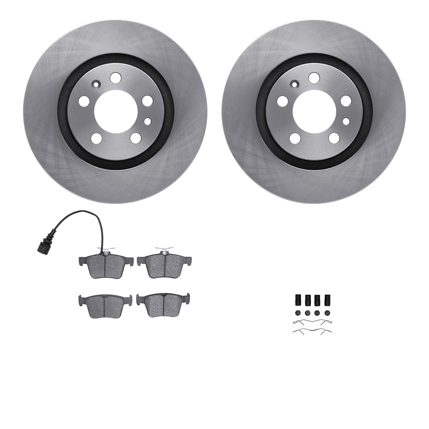 6512-74333 Brake Rotors w/5000 Advanced Brake Pads Kit with Hardware, Fits Select Audi/Volkswagen, Position: Rear