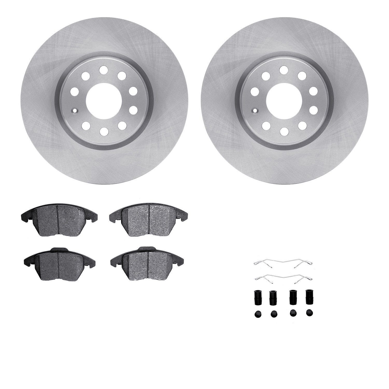 6512-74452 Brake Rotors w/5000 Advanced Brake Pads Kit with Hardware, 2005-2015 Audi/Volkswagen, Position: Front