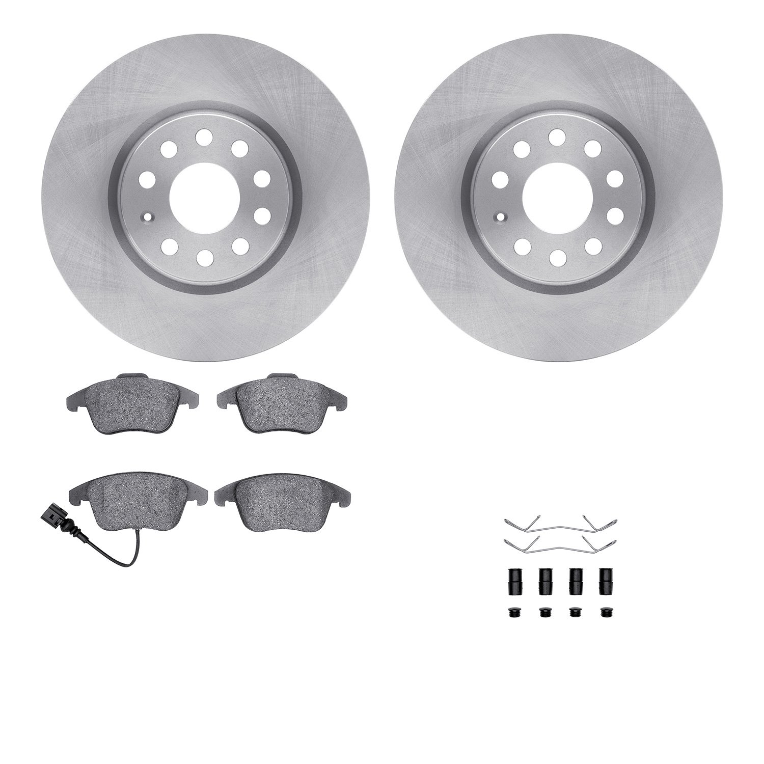 6512-74455 Brake Rotors w/5000 Advanced Brake Pads Kit with Hardware, 2009-2013 Audi/Volkswagen, Position: Front