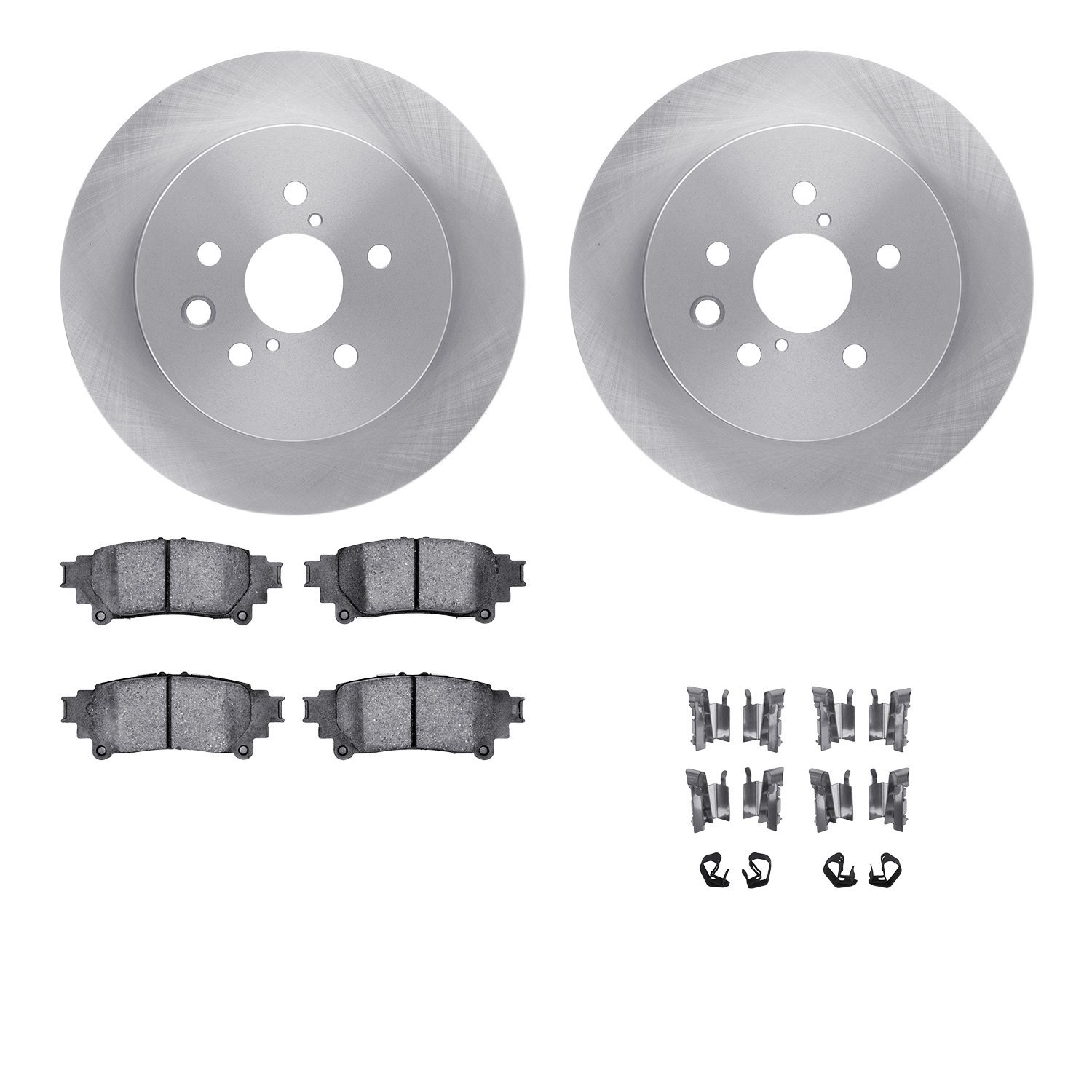6512-75084 Brake Rotors w/5000 Advanced Brake Pads Kit with Hardware, 2014-2015 Lexus/Toyota/Scion, Position: Rear
