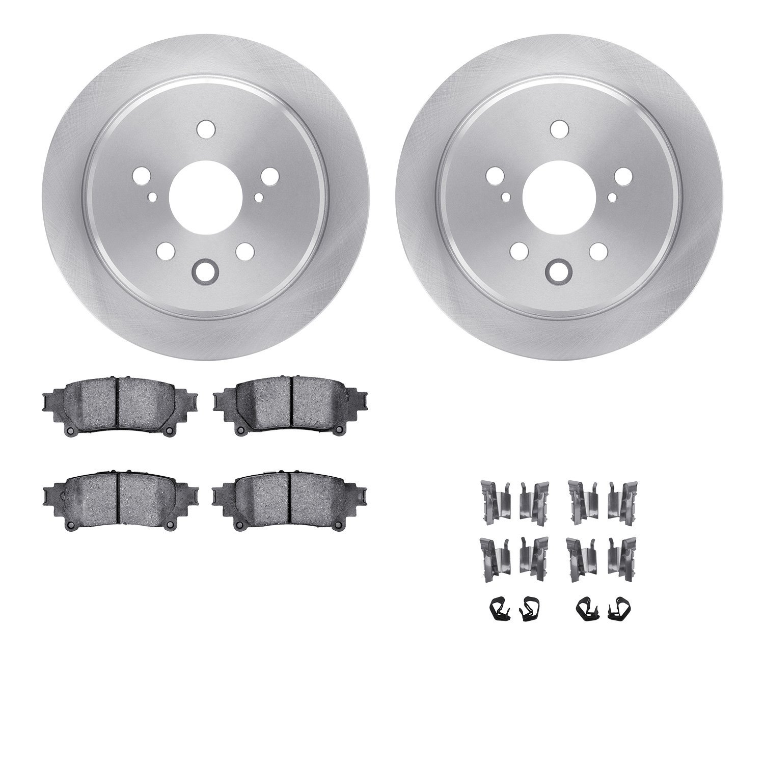 6512-75090 Brake Rotors w/5000 Advanced Brake Pads Kit with Hardware, 2014-2015 Lexus/Toyota/Scion, Position: Rear