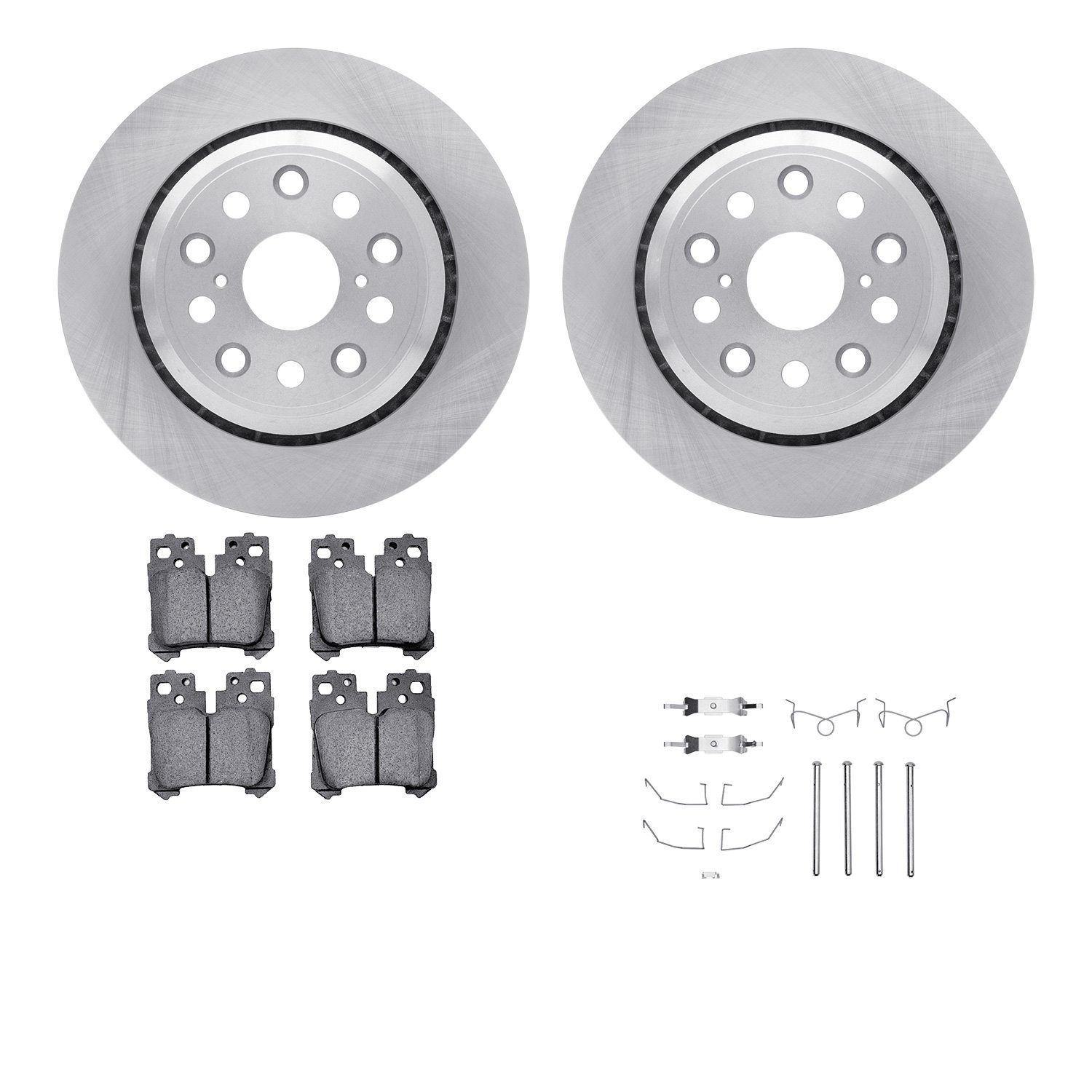 6512-75102 Brake Rotors w/5000 Advanced Brake Pads Kit with Hardware, 2007-2017 Lexus/Toyota/Scion, Position: Rear