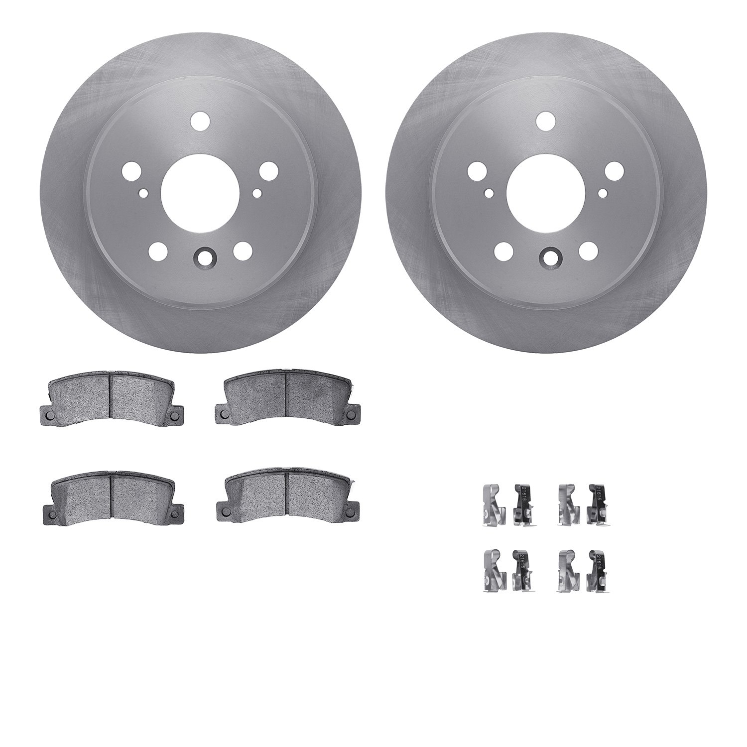 6512-76329 Brake Rotors w/5000 Advanced Brake Pads Kit with Hardware, 1992-1996 Lexus/Toyota/Scion, Position: Rear