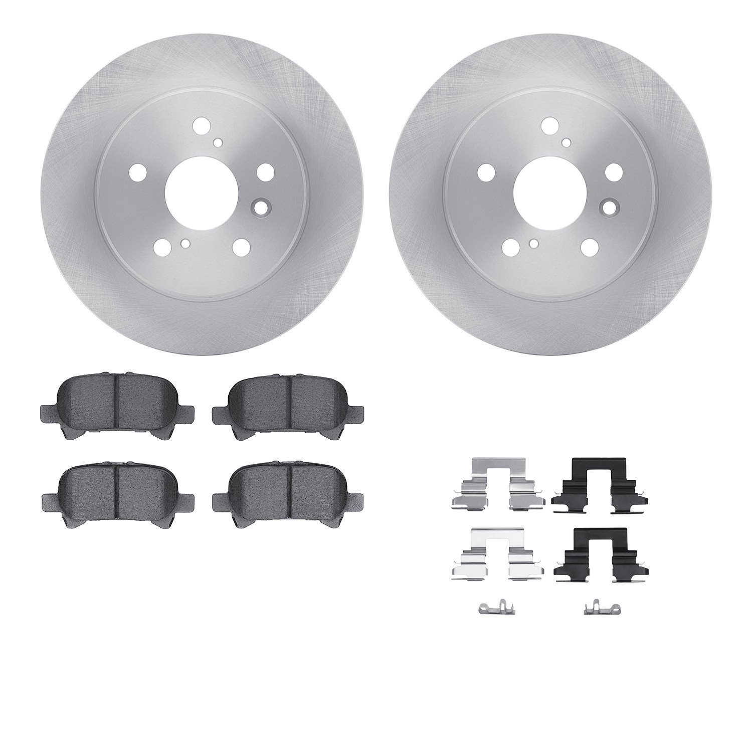 6512-76422 Brake Rotors w/5000 Advanced Brake Pads Kit with Hardware, 2000-2004 Lexus/Toyota/Scion, Position: Rear