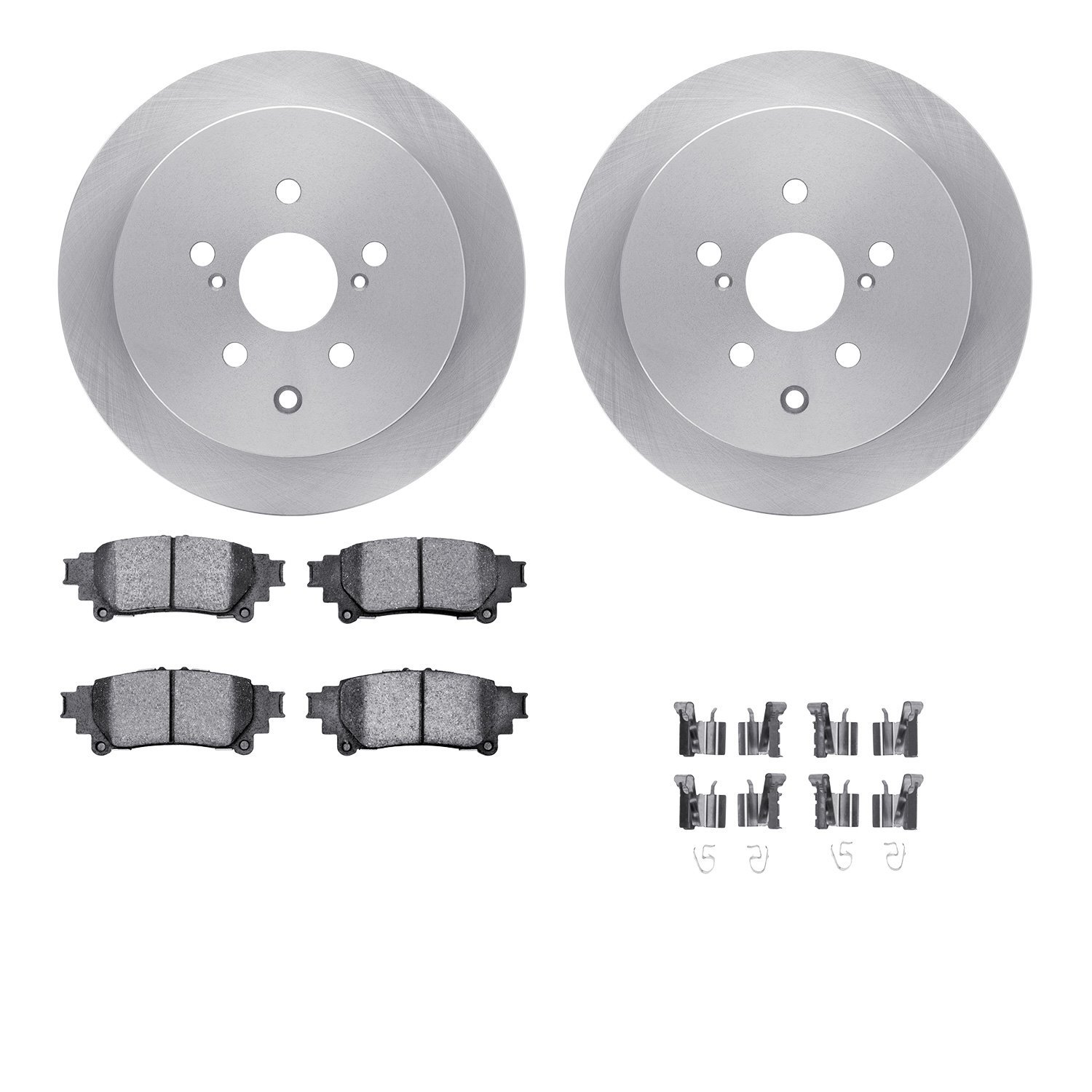 6512-76689 Brake Rotors w/5000 Advanced Brake Pads Kit with Hardware, 2010-2020 Lexus/Toyota/Scion, Position: Rear