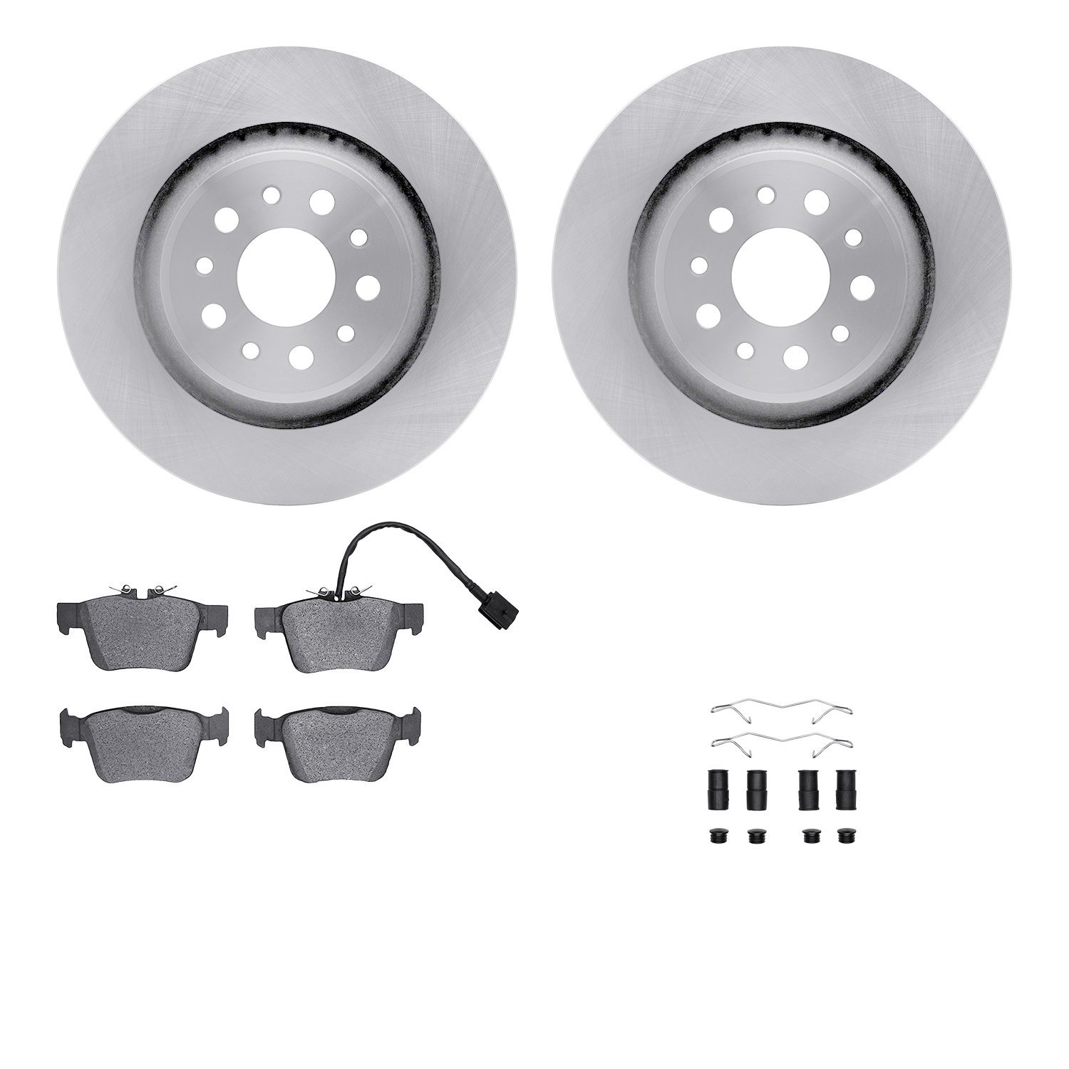 6512-79013 Brake Rotors w/5000 Advanced Brake Pads Kit with Hardware, Fits Select Maserati, Position: Rear