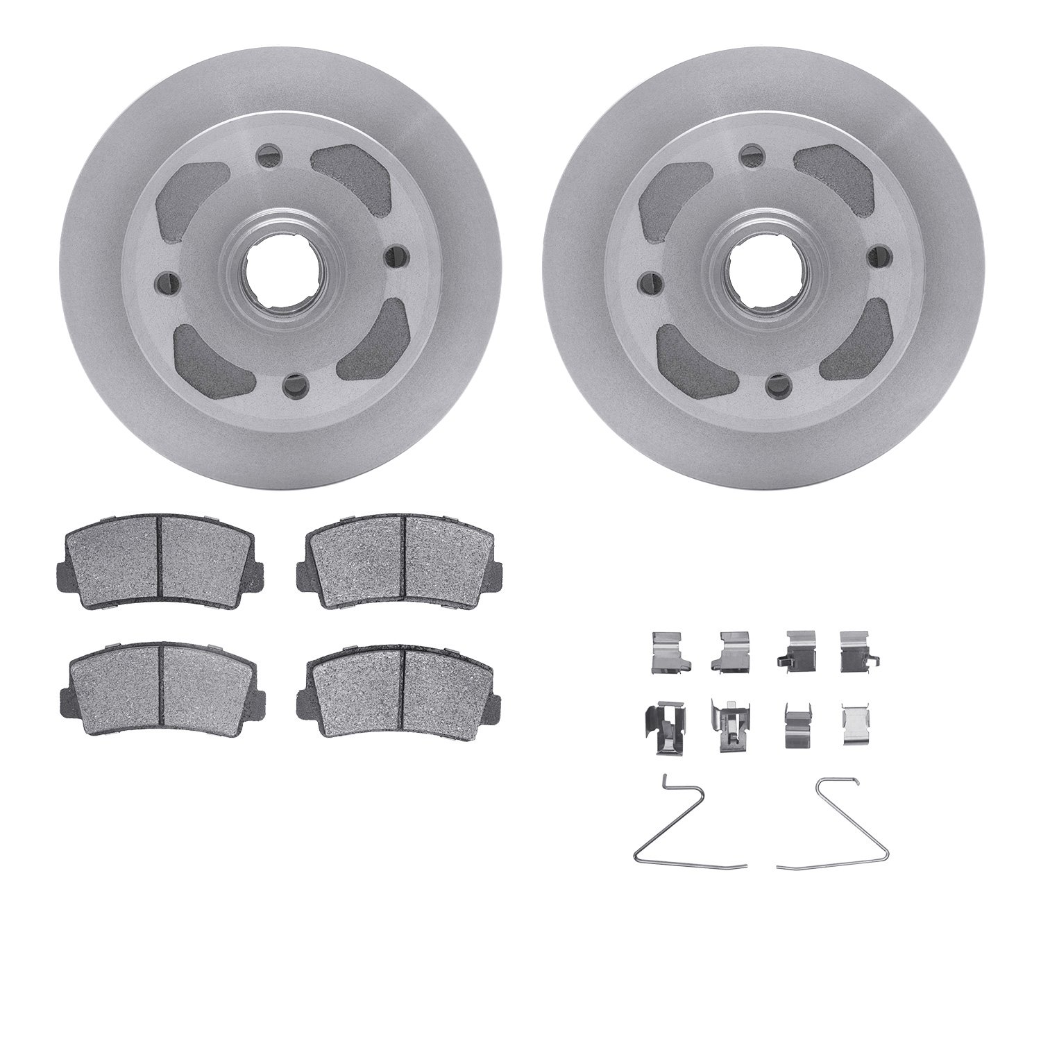 6512-80049 Brake Rotors w/5000 Advanced Brake Pads Kit with Hardware, 1980-1983 Ford/Lincoln/Mercury/Mazda, Position: Front
