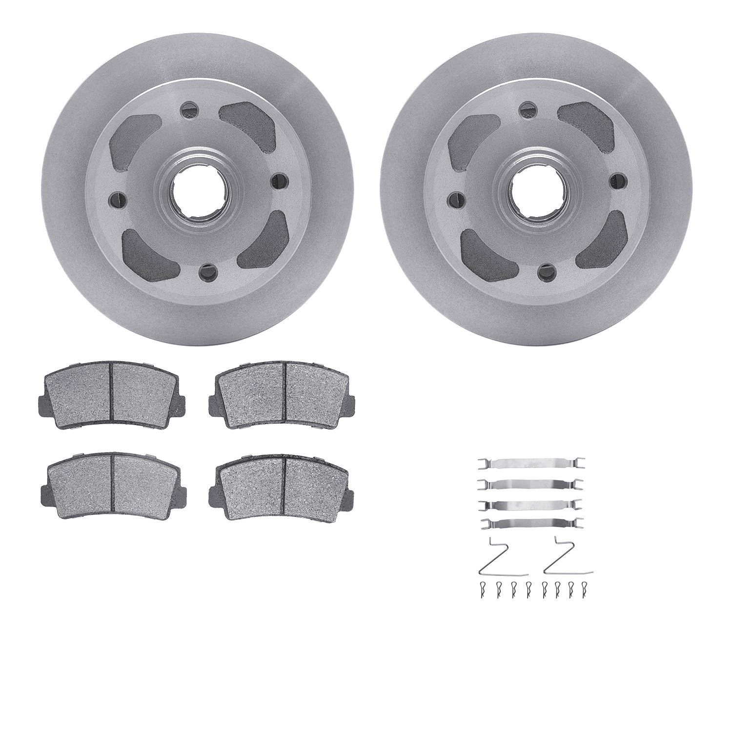 6512-80050 Brake Rotors w/5000 Advanced Brake Pads Kit with Hardware, 1979-1979 Ford/Lincoln/Mercury/Mazda, Position: Front
