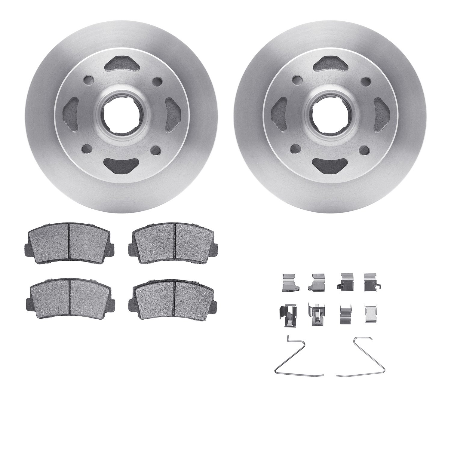 6512-80079 Brake Rotors w/5000 Advanced Brake Pads Kit with Hardware, 1984-1985 Ford/Lincoln/Mercury/Mazda, Position: Front