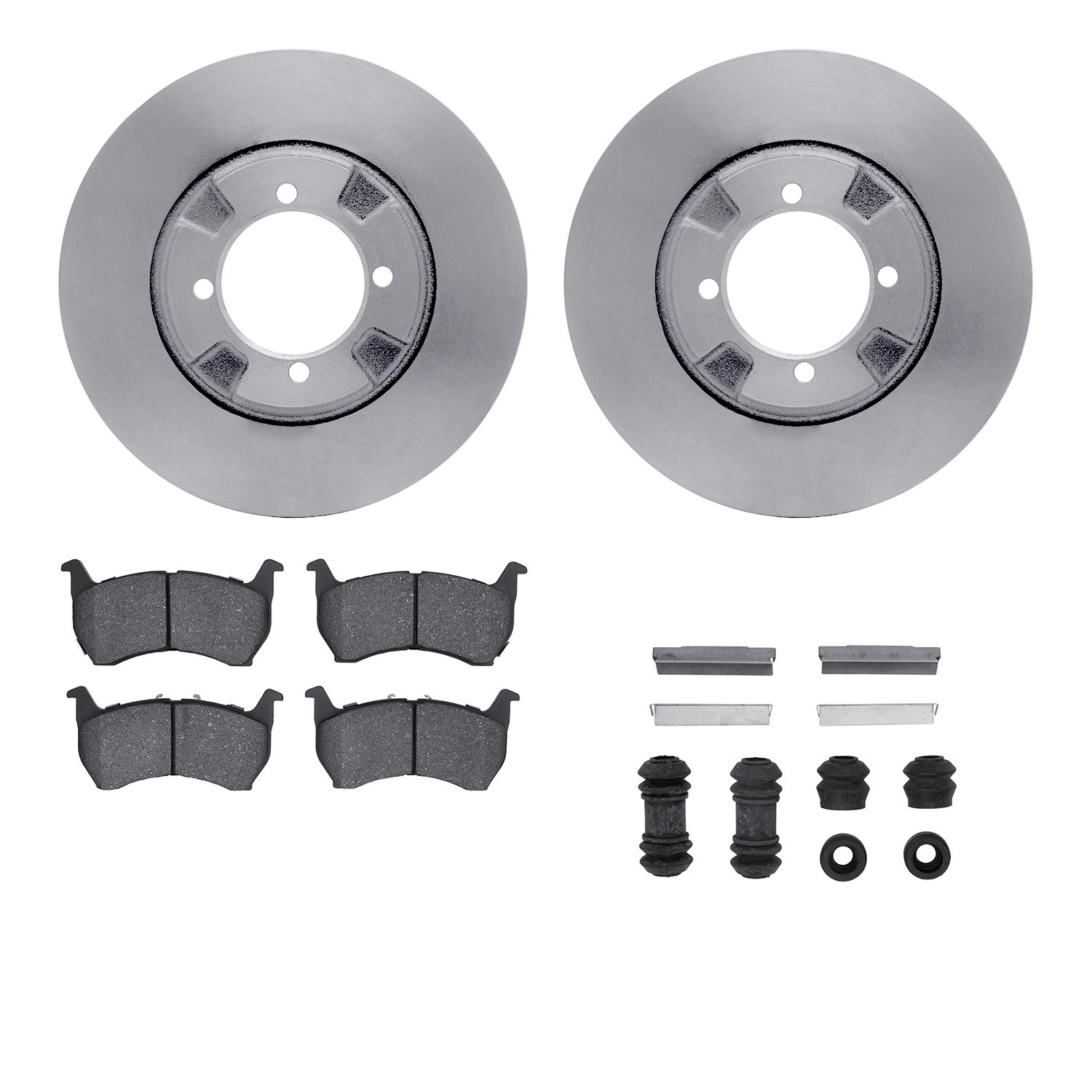 6512-80088 Brake Rotors w/5000 Advanced Brake Pads Kit with Hardware, 1983-1983 Ford/Lincoln/Mercury/Mazda, Position: Front