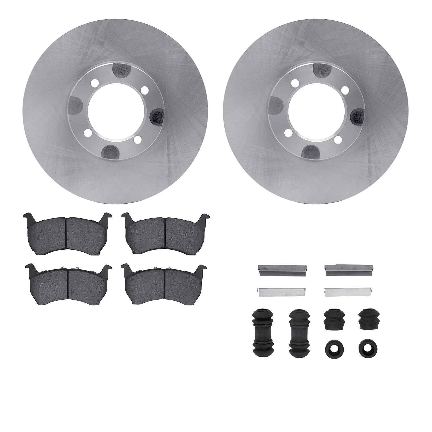 6512-80091 Brake Rotors w/5000 Advanced Brake Pads Kit with Hardware, 1983-1987 Ford/Lincoln/Mercury/Mazda, Position: Front