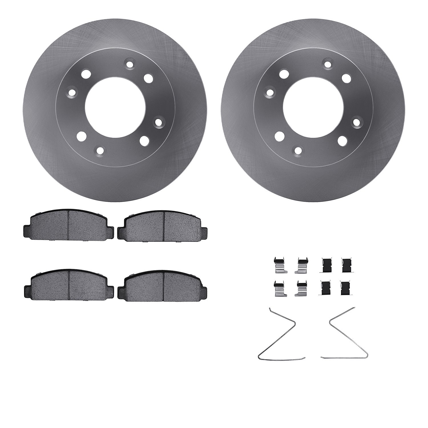 6512-80100 Brake Rotors w/5000 Advanced Brake Pads Kit with Hardware, 1986-1988 Ford/Lincoln/Mercury/Mazda, Position: Front