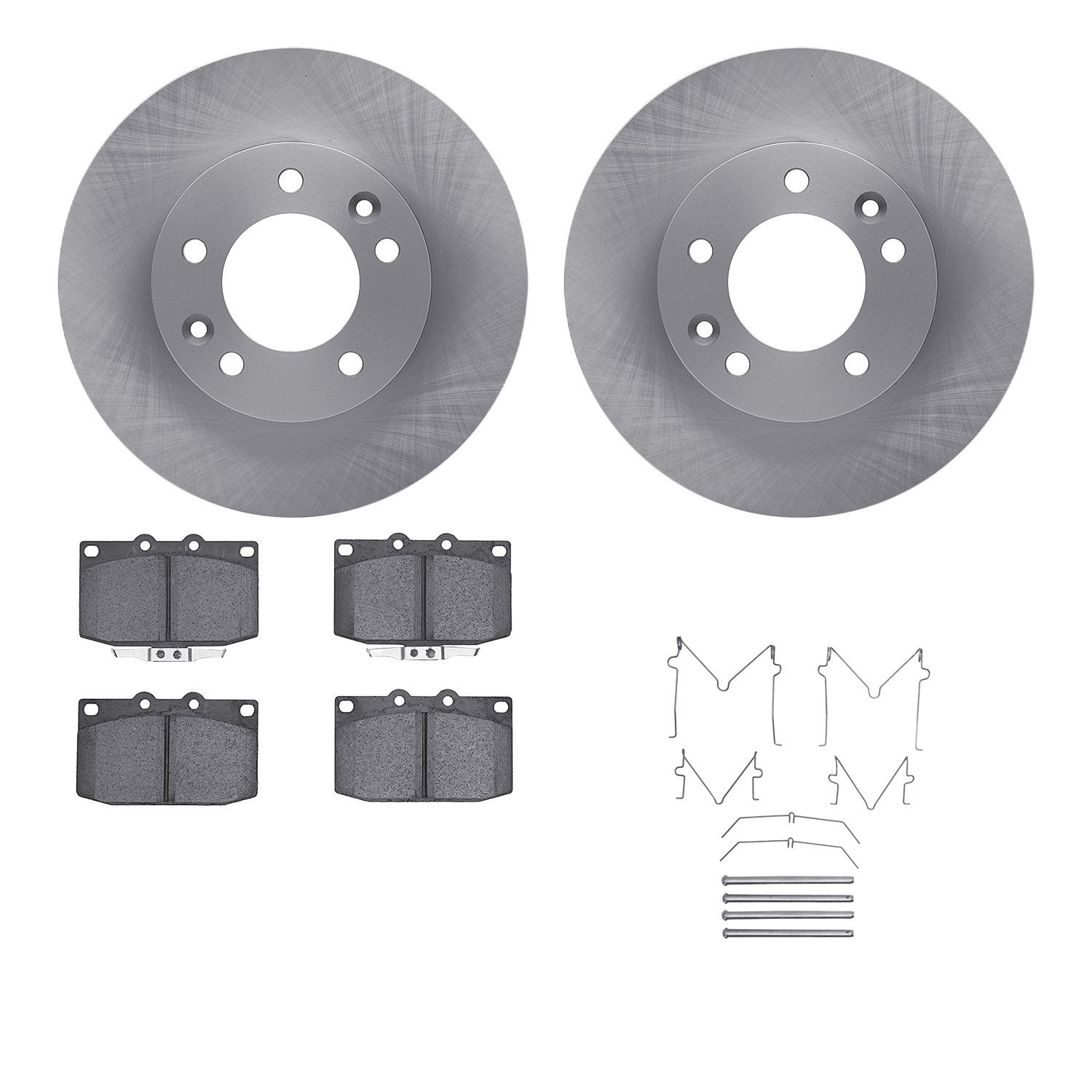 6512-80104 Brake Rotors w/5000 Advanced Brake Pads Kit with Hardware, 1986-1991 Ford/Lincoln/Mercury/Mazda, Position: Front