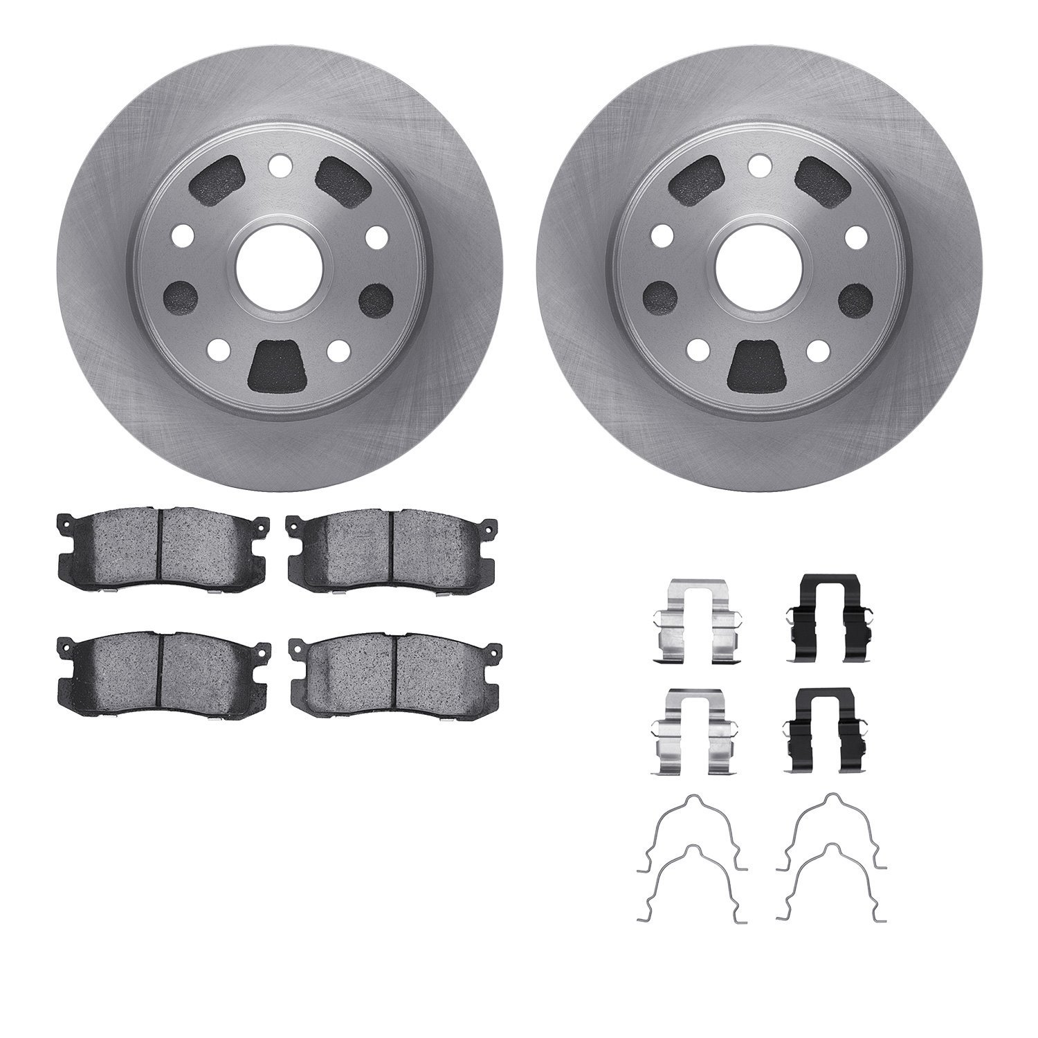 6512-80118 Brake Rotors w/5000 Advanced Brake Pads Kit with Hardware, 1988-1992 Ford/Lincoln/Mercury/Mazda, Position: Rear