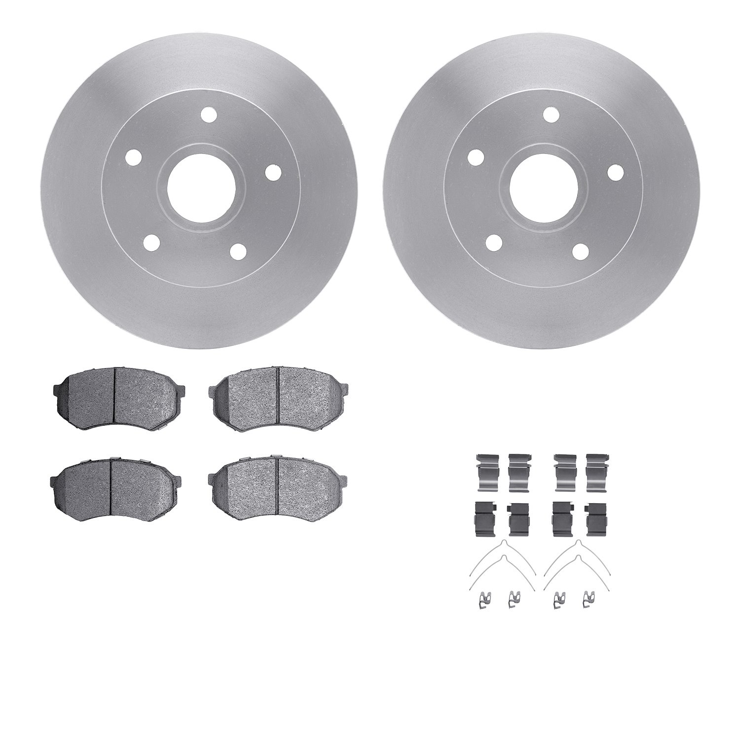 6512-80121 Brake Rotors w/5000 Advanced Brake Pads Kit with Hardware, 1988-1991 Ford/Lincoln/Mercury/Mazda, Position: Front