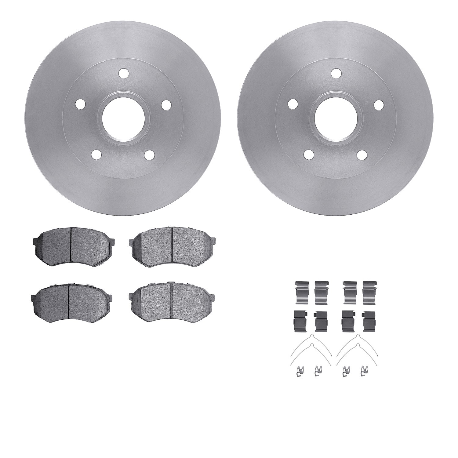 6512-80124 Brake Rotors w/5000 Advanced Brake Pads Kit with Hardware, 1988-1991 Ford/Lincoln/Mercury/Mazda, Position: Front