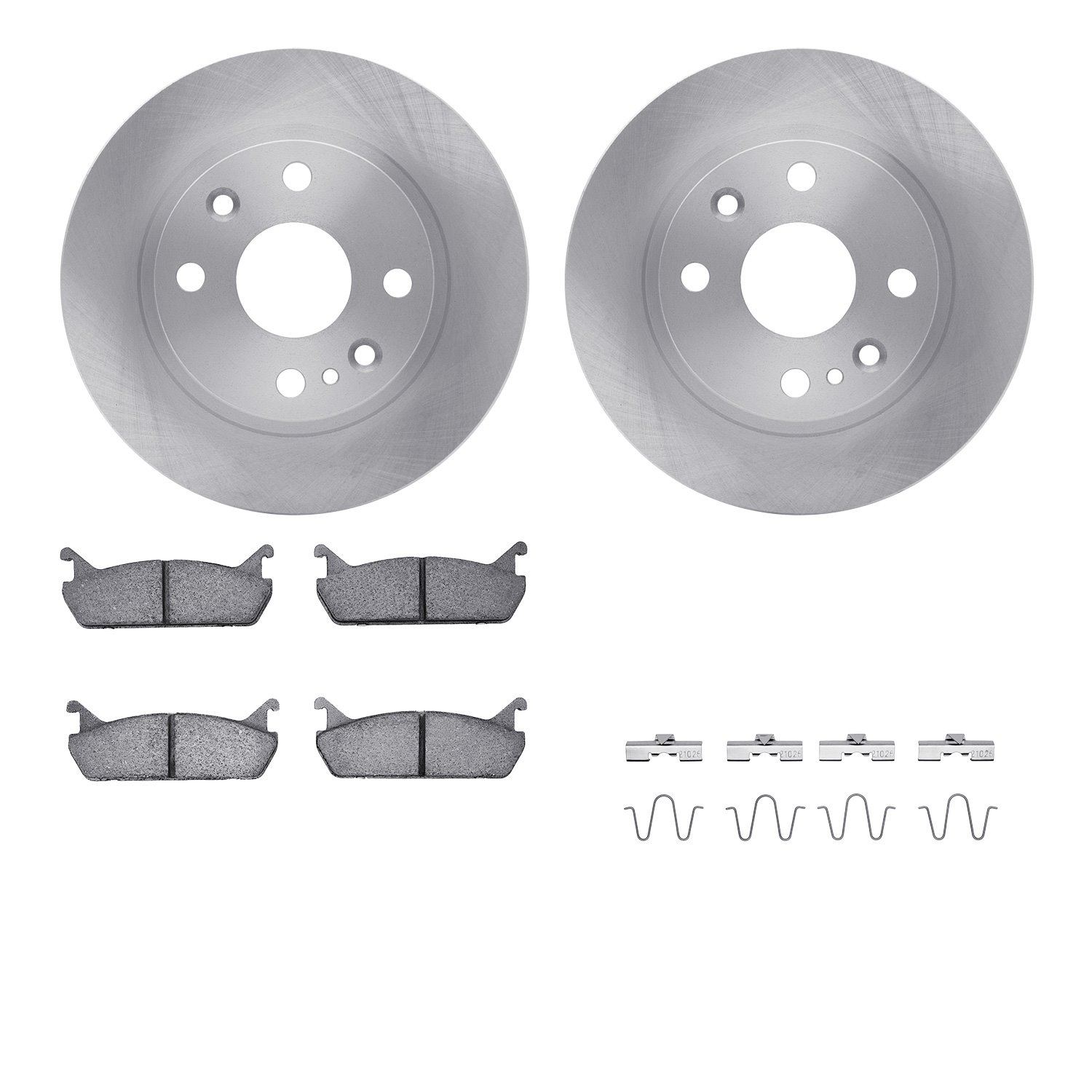 6512-80127 Brake Rotors w/5000 Advanced Brake Pads Kit with Hardware, 1990-1993 Ford/Lincoln/Mercury/Mazda, Position: Rear