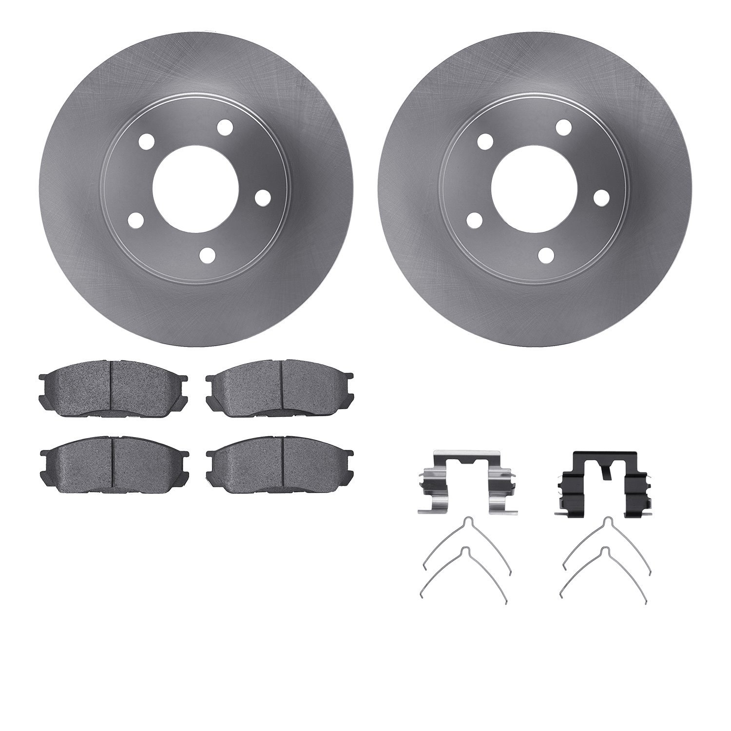 6512-80136 Brake Rotors w/5000 Advanced Brake Pads Kit with Hardware, 1992-1995 Ford/Lincoln/Mercury/Mazda, Position: Front