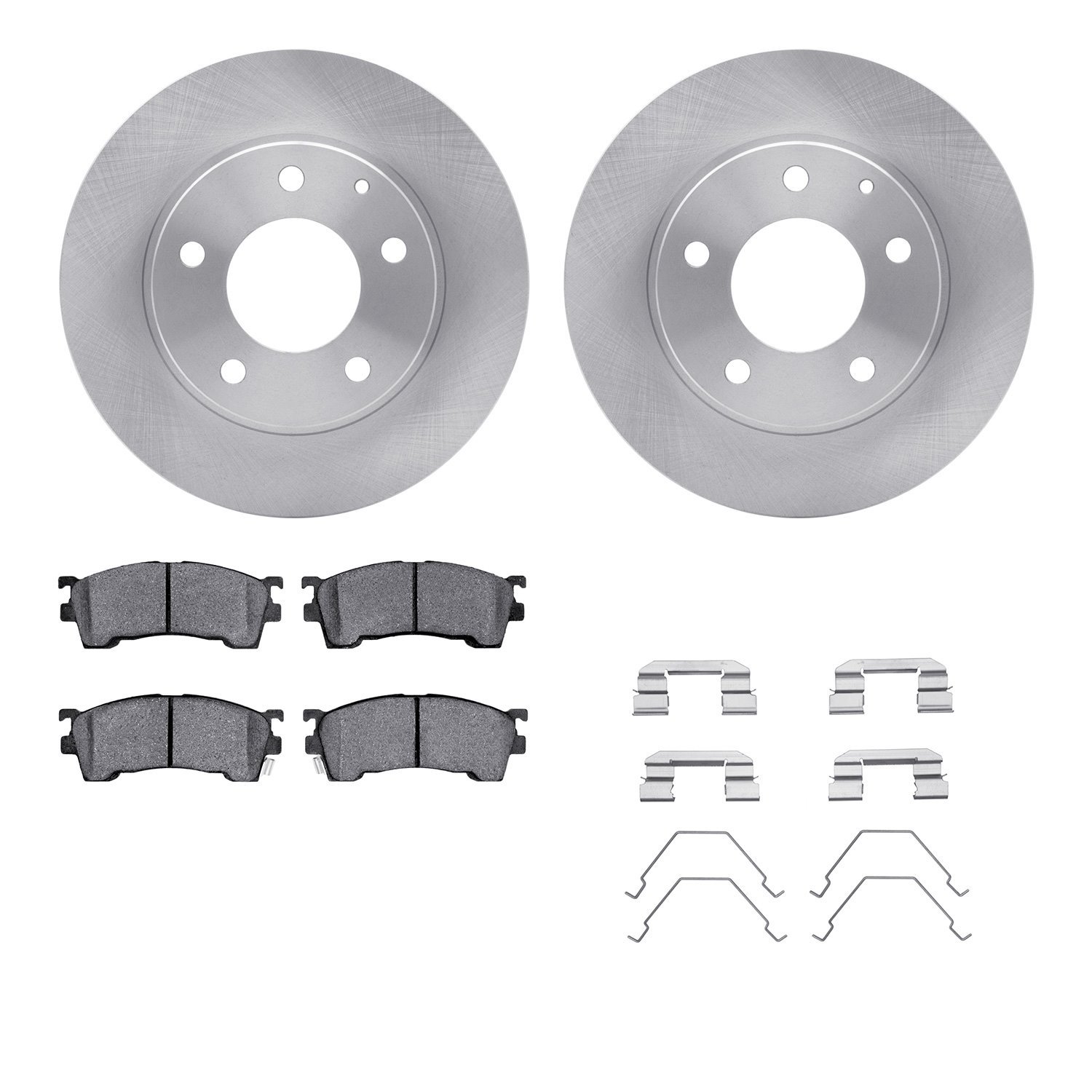 6512-80142 Brake Rotors w/5000 Advanced Brake Pads Kit with Hardware, 1993-1997 Ford/Lincoln/Mercury/Mazda, Position: Front