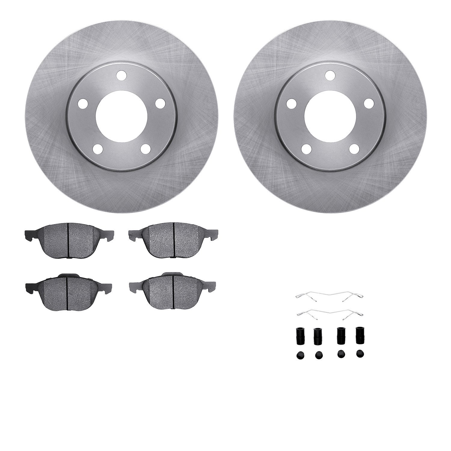 6512-80200 Brake Rotors w/5000 Advanced Brake Pads Kit with Hardware, 2004-2013 Ford/Lincoln/Mercury/Mazda, Position: Front