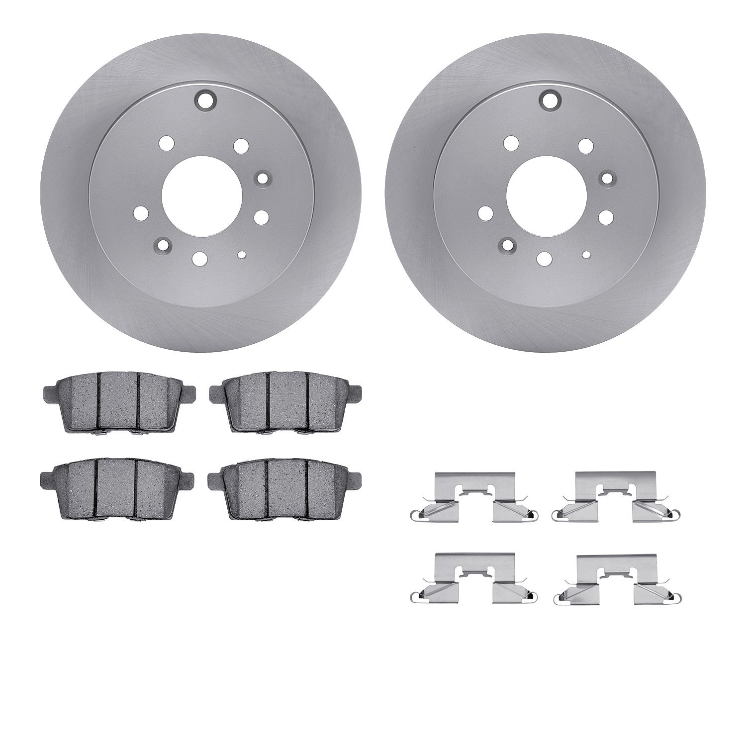 6512-80304 Brake Rotors w/5000 Advanced Brake Pads Kit with Hardware, 2007-2012 Ford/Lincoln/Mercury/Mazda, Position: Rear