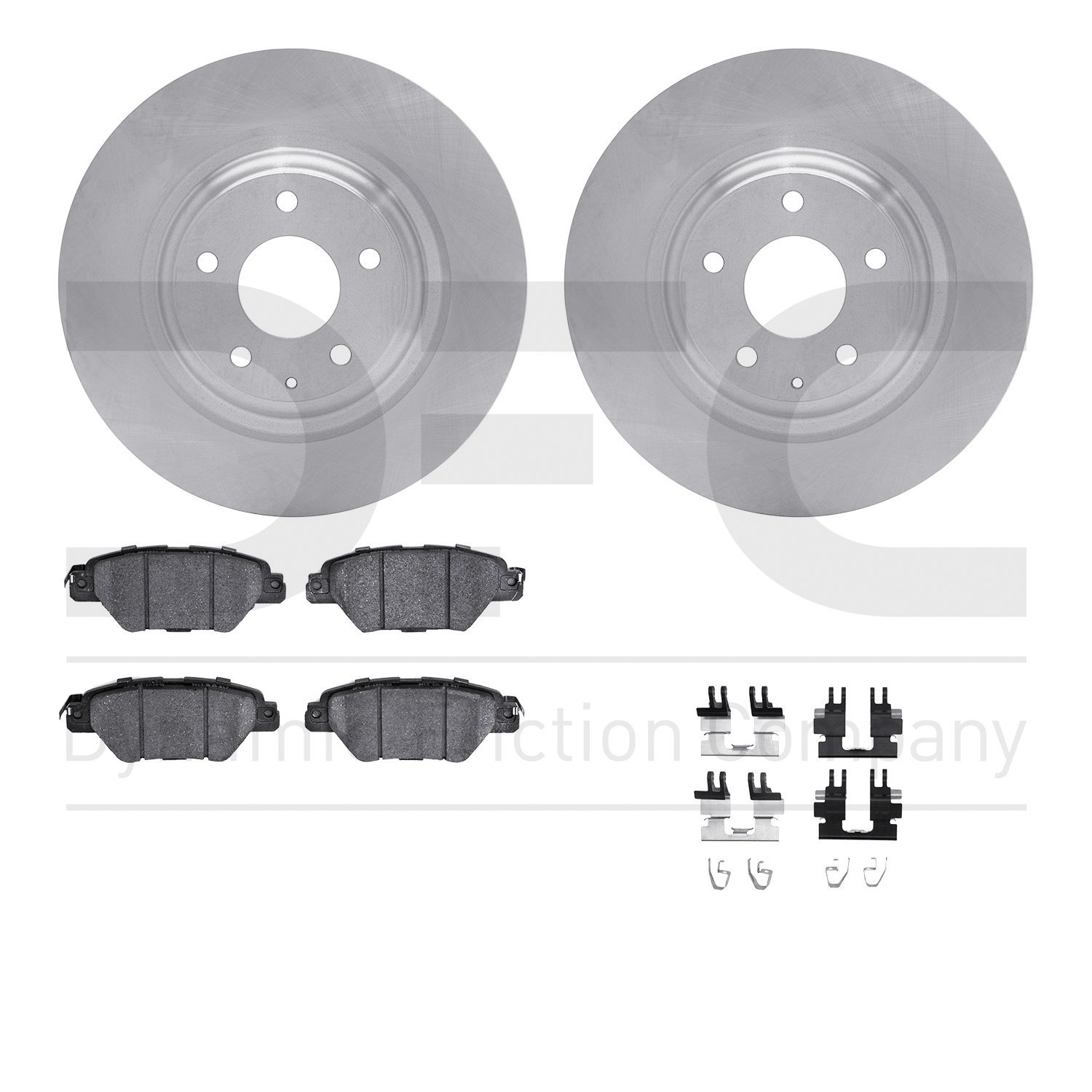 6512-80343 Brake Rotors w/5000 Advanced Brake Pads Kit with Hardware, Fits Select Ford/Lincoln/Mercury/Mazda, Position: Rear
