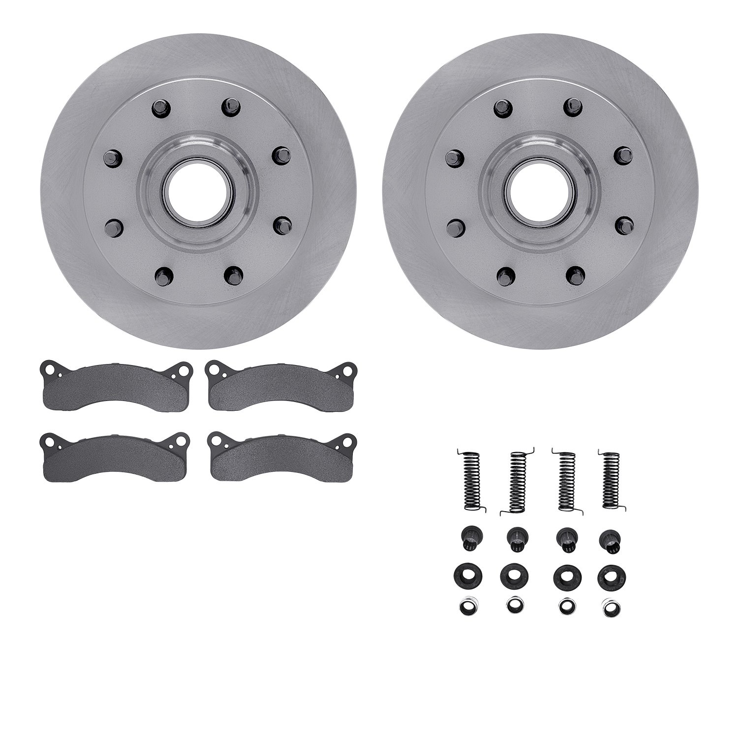 6512-99002 Brake Rotors w/5000 Advanced Brake Pads Kit with Hardware, 1968-1971 Ford/Lincoln/Mercury/Mazda, Position: Front