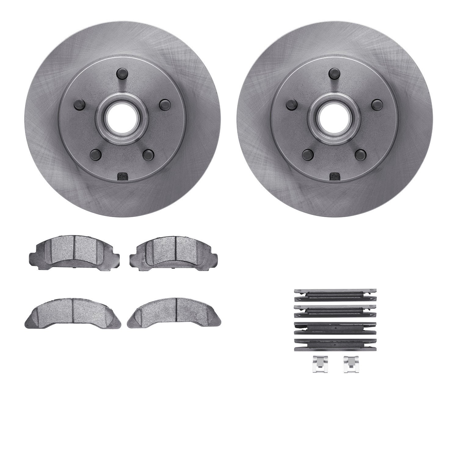 6512-99019 Brake Rotors w/5000 Advanced Brake Pads Kit with Hardware, 1986-1987 Ford/Lincoln/Mercury/Mazda, Position: Front