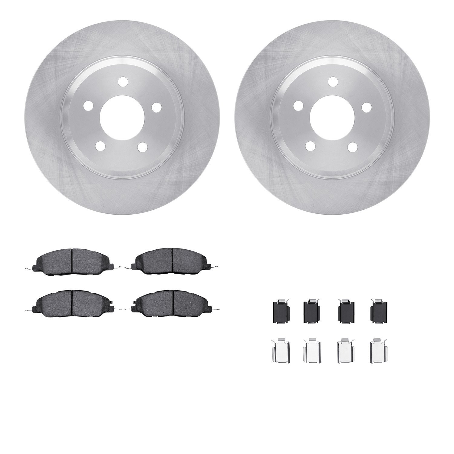 6512-99040 Brake Rotors w/5000 Advanced Brake Pads Kit with Hardware, 2007-2014 Ford/Lincoln/Mercury/Mazda, Position: Front