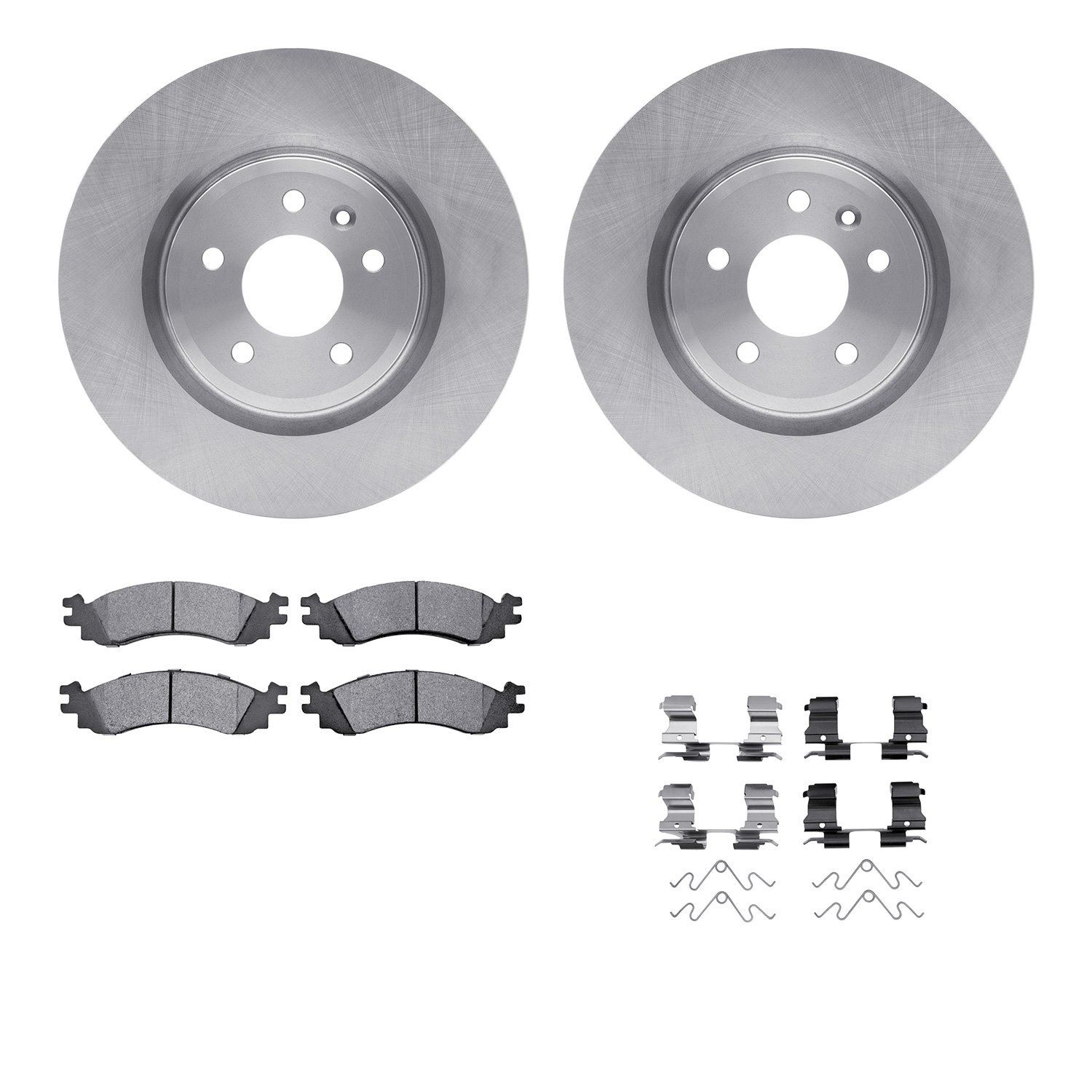 6512-99073 Brake Rotors w/5000 Advanced Brake Pads Kit with Hardware, 2010-2010 Ford/Lincoln/Mercury/Mazda, Position: Front