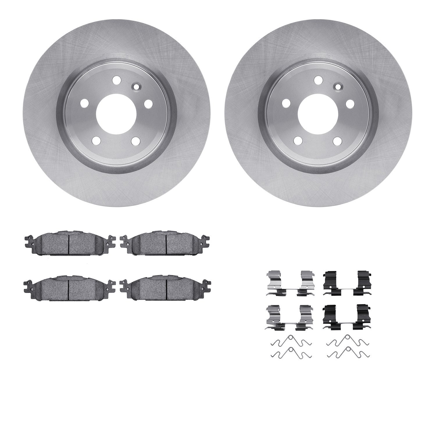 6512-99075 Brake Rotors w/5000 Advanced Brake Pads Kit with Hardware, 2009-2010 Ford/Lincoln/Mercury/Mazda, Position: Front