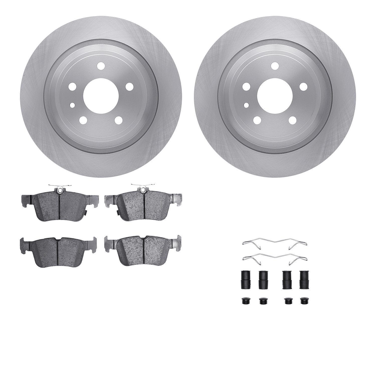 6512-99121 Brake Rotors w/5000 Advanced Brake Pads Kit with Hardware, 2013-2020 Ford/Lincoln/Mercury/Mazda, Position: Rear