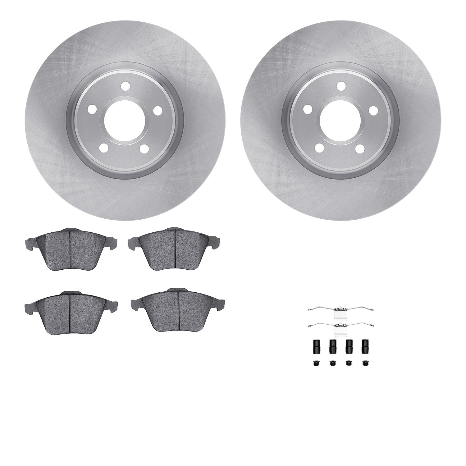 6512-99133 Brake Rotors w/5000 Advanced Brake Pads Kit with Hardware, 2004-2013 Volvo, Position: Front