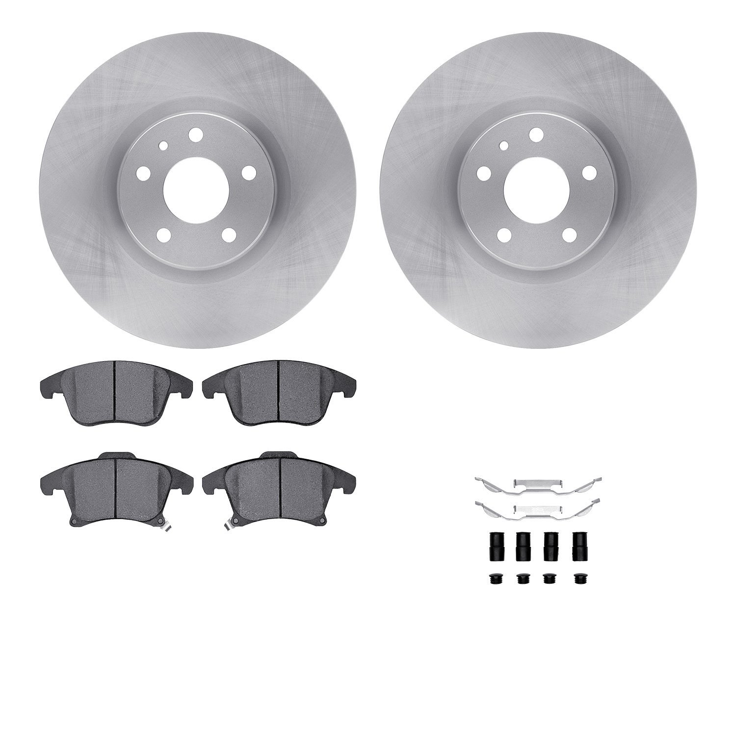 6512-99145 Brake Rotors w/5000 Advanced Brake Pads Kit with Hardware, 2013-2020 Ford/Lincoln/Mercury/Mazda, Position: Front