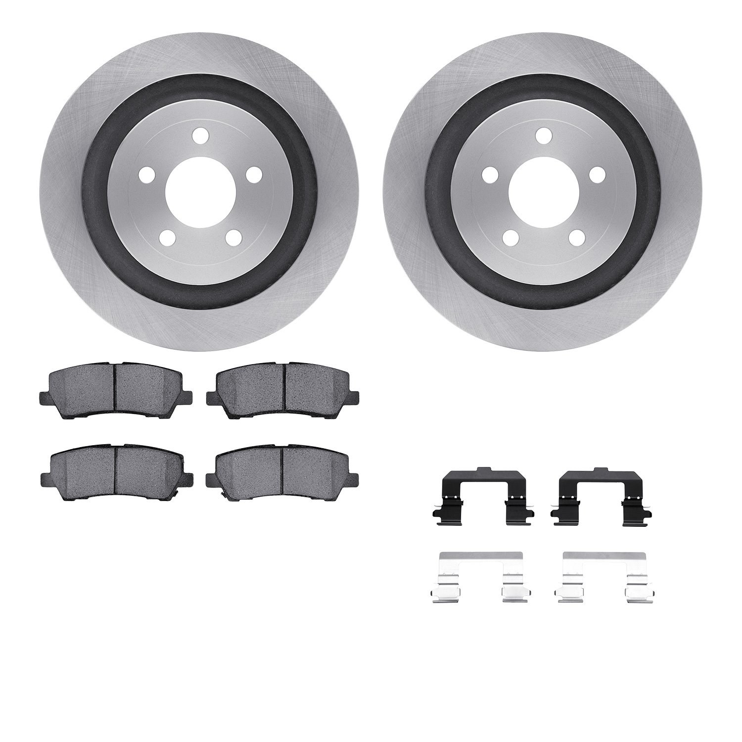 6512-99148 Brake Rotors w/5000 Advanced Brake Pads Kit with Hardware, Fits Select Ford/Lincoln/Mercury/Mazda, Position: Rear