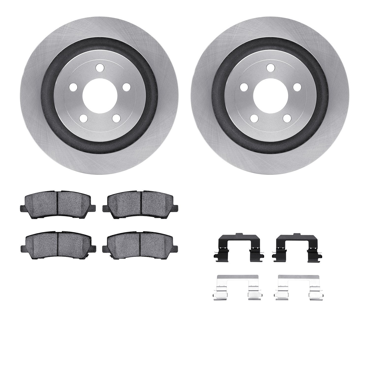 6512-99149 Brake Rotors w/5000 Advanced Brake Pads Kit with Hardware, Fits Select Ford/Lincoln/Mercury/Mazda, Position: Rear