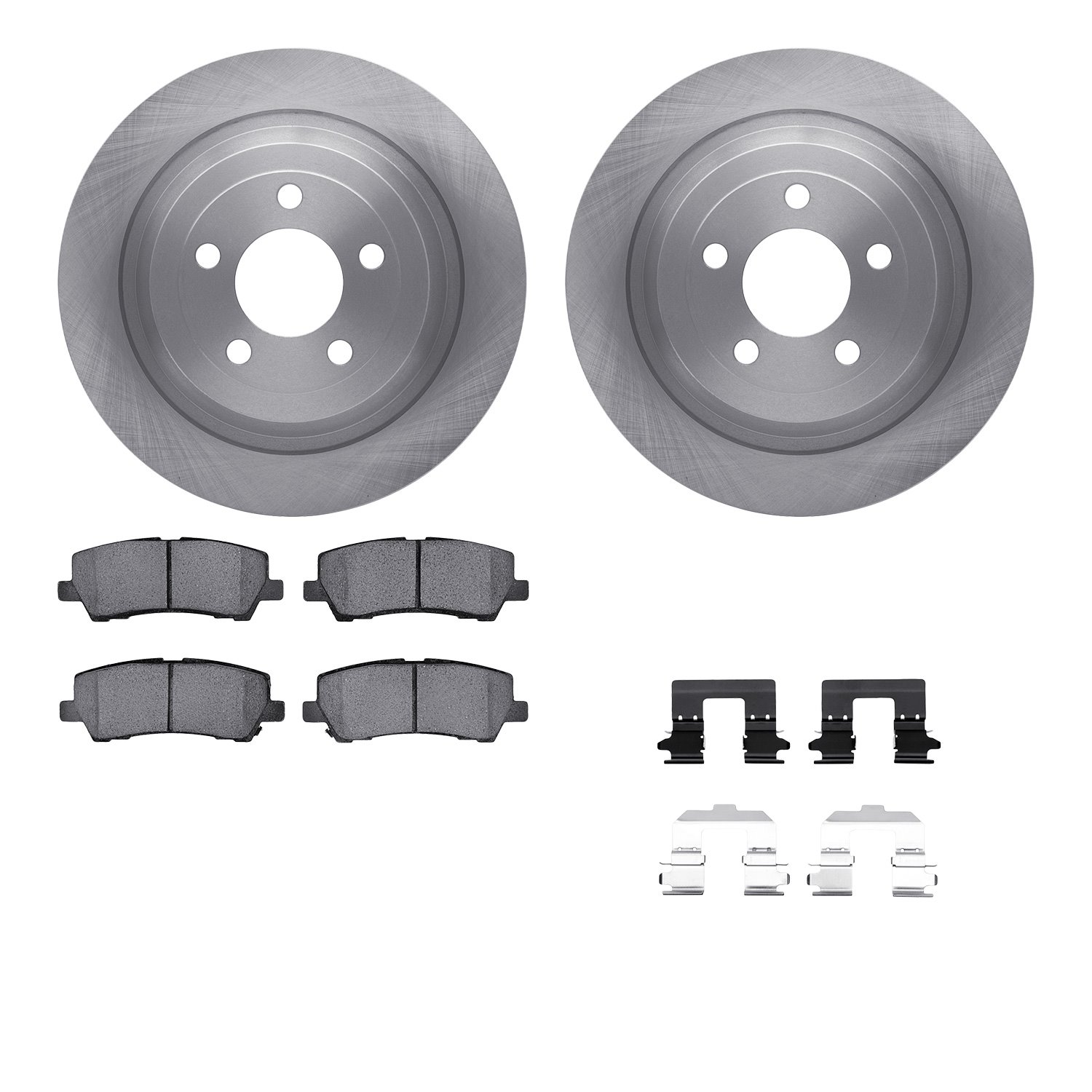 6512-99157 Brake Rotors w/5000 Advanced Brake Pads Kit with Hardware, 2015-2021 Ford/Lincoln/Mercury/Mazda, Position: Rear