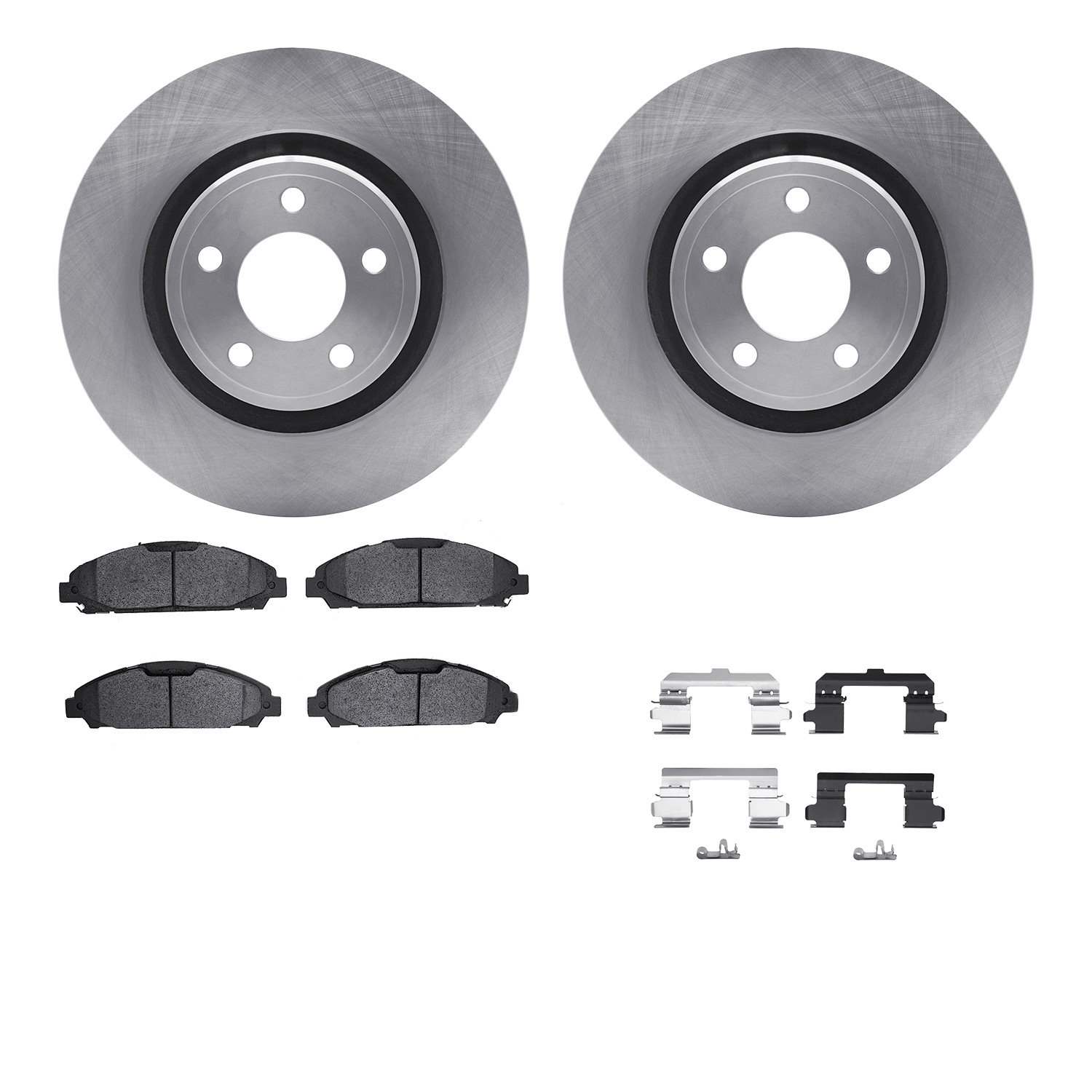 6512-99163 Brake Rotors w/5000 Advanced Brake Pads Kit with Hardware, 2015-2020 Ford/Lincoln/Mercury/Mazda, Position: Front