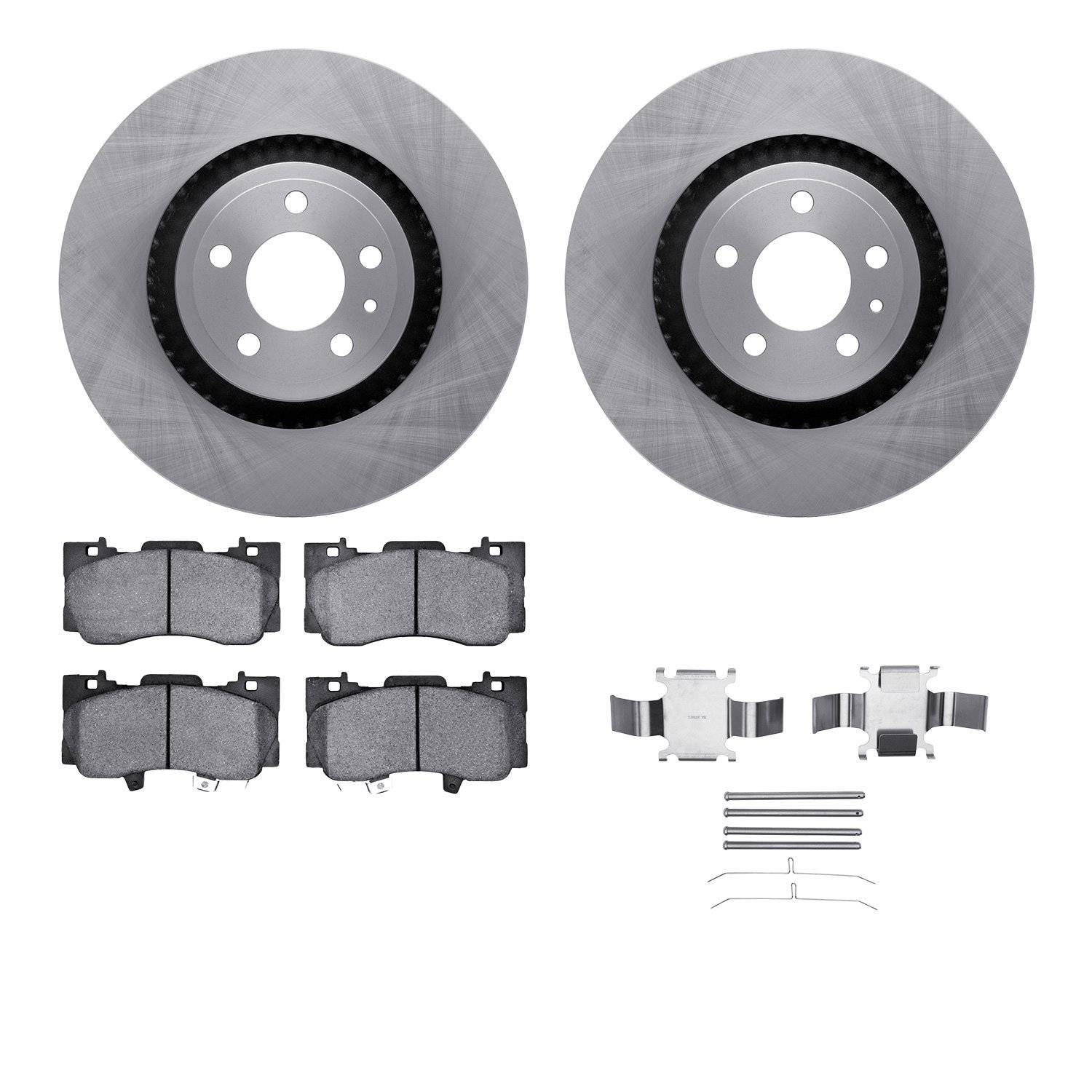 6512-99166 Brake Rotors w/5000 Advanced Brake Pads Kit with Hardware, 2015-2020 Ford/Lincoln/Mercury/Mazda, Position: Front